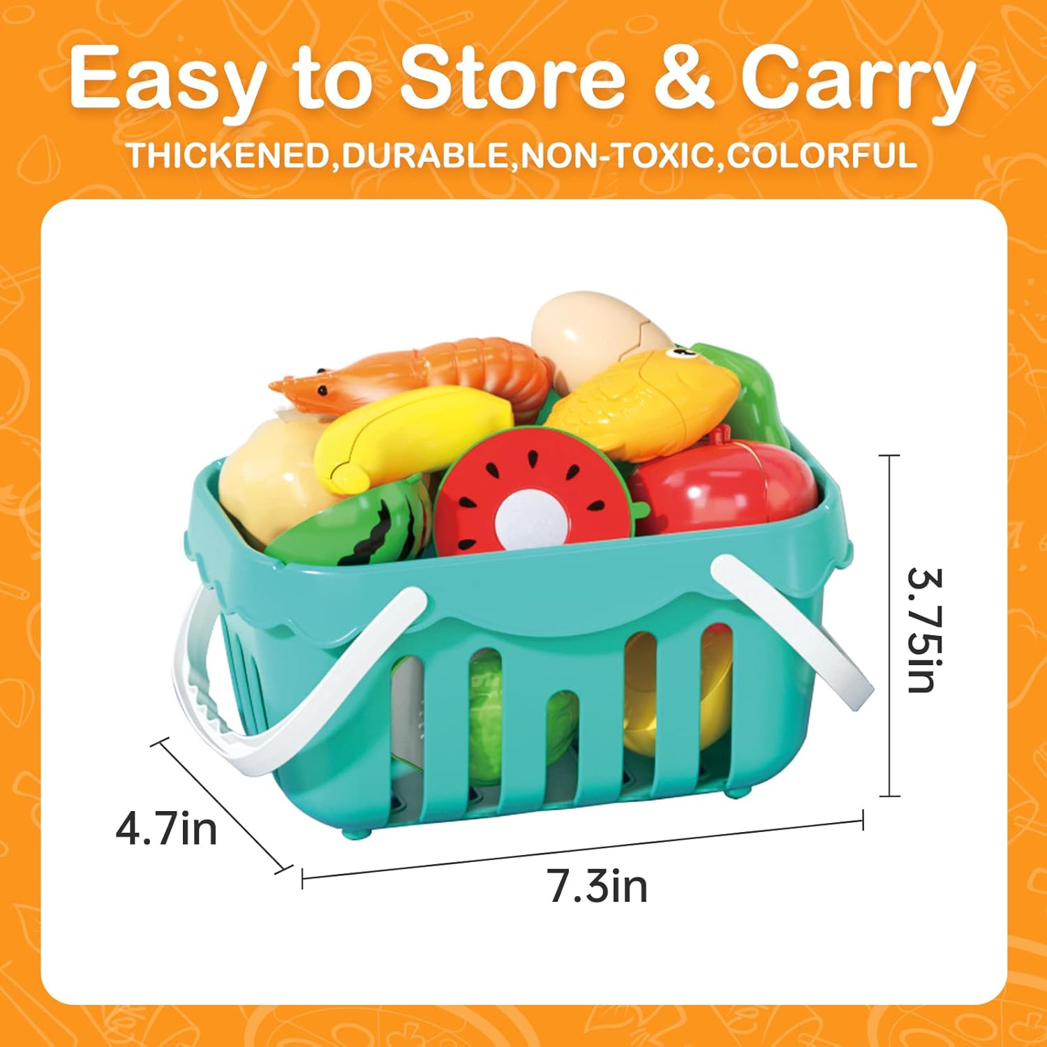 Juego de cocina de 130 piezas, ollas de juego de cocina para niños, sartenes, utensilios de cocina, alimentos diarios, frutas y verduras, cesta de
