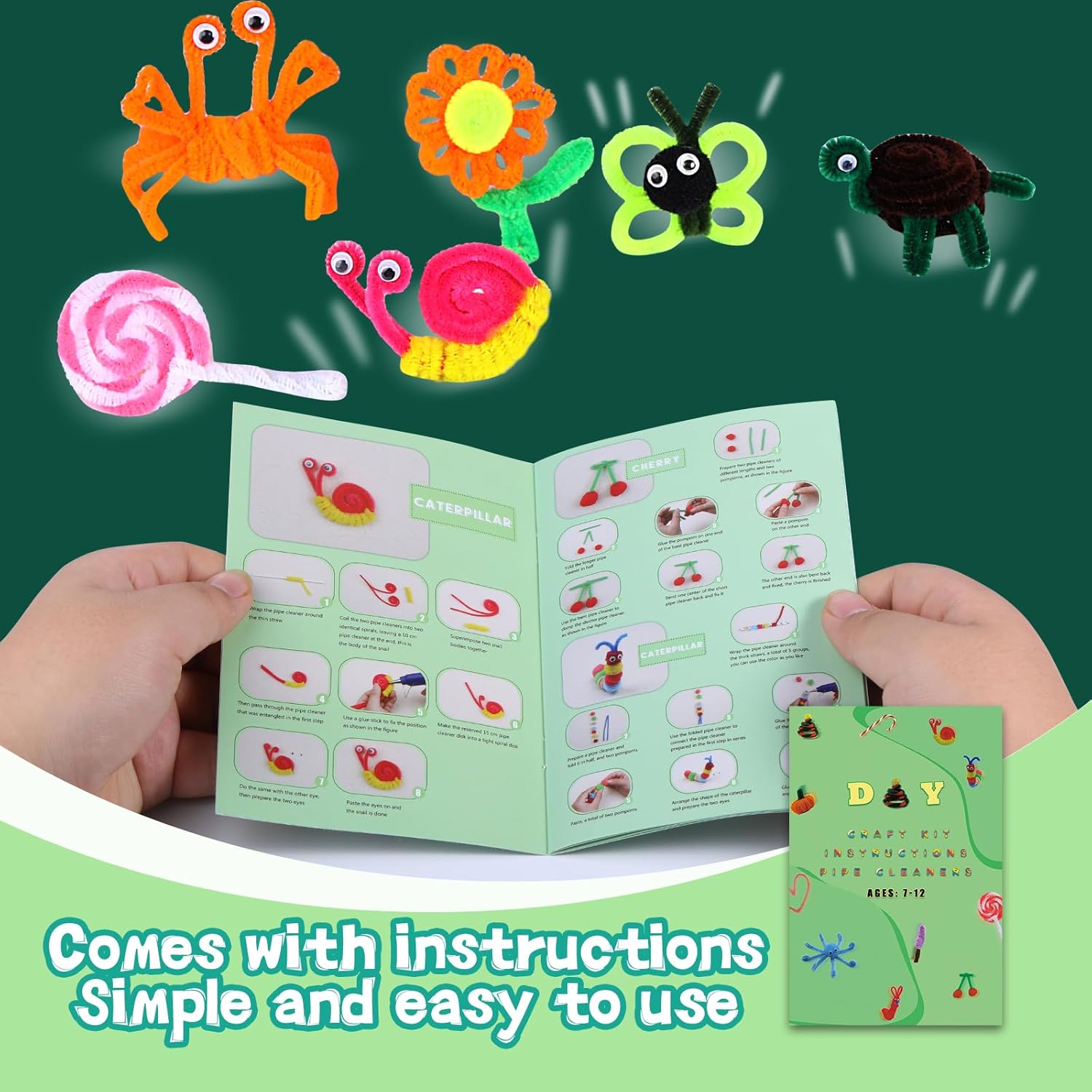Zlulary Artes y manualidades para niños, limpiadores de pipas, suministros de manualidades, limpiador de tuberías, kit de arte y manualidades con