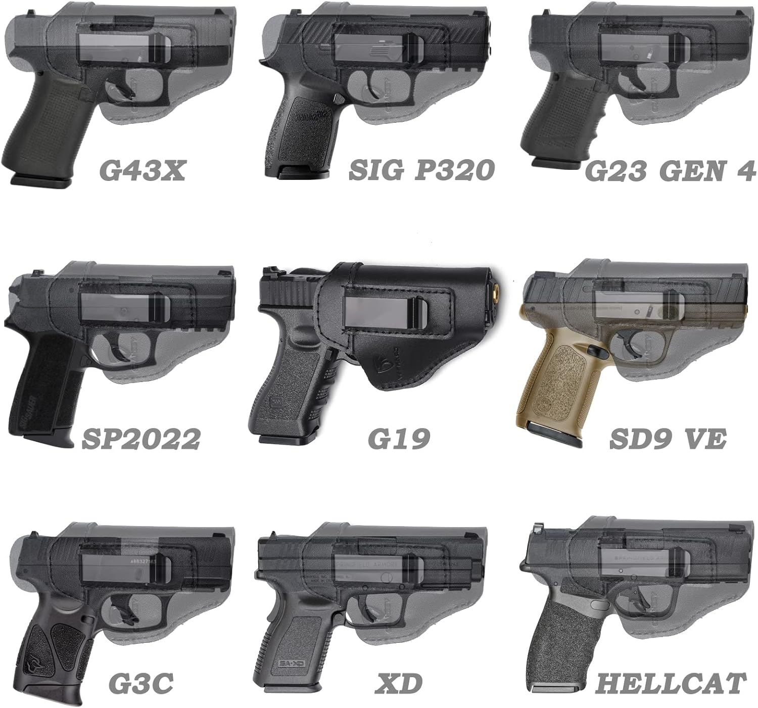 Cranssy Funda de cuero genuino IWB para transporte oculto compatible con Glock 19 23 43X 48, Taurus G3C G2C, M&P Shield 0.354 in, P365X Macro, etc