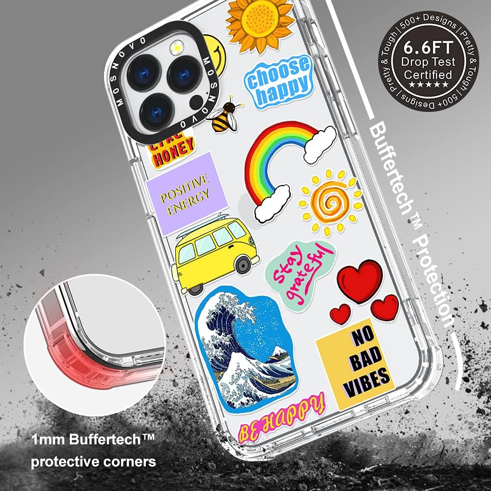 MOSNOVO Funda compatible solo con iPhone 13 Pro Max de 6.7 pulgadas, diseño de buenas vibraciones, para niñas, mujeres y hombres, hecha de