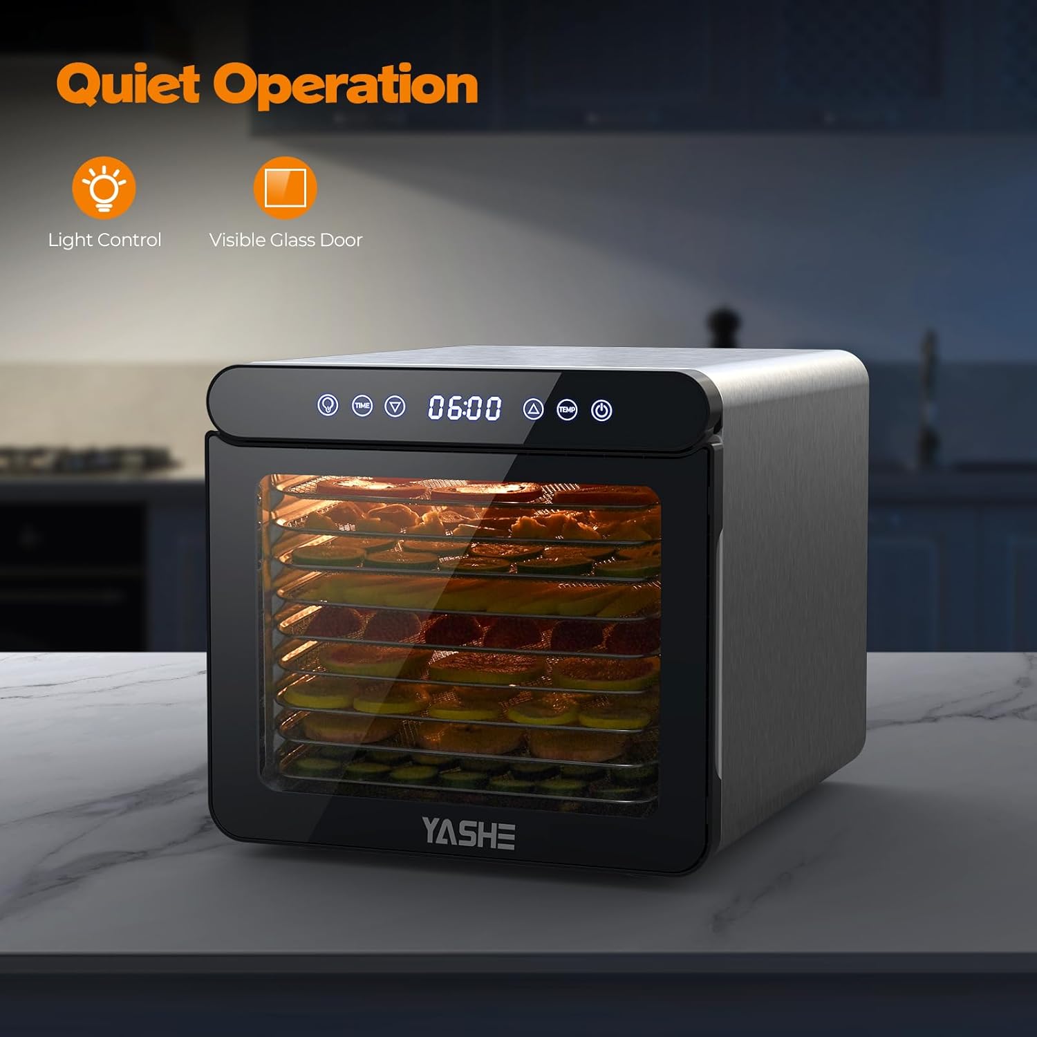 Deshidratador de alimentos para carne seca con 9 bandejas de acero inoxidable, secadora de frutas de 800 W, temperatura de 165  y temporizador de 48