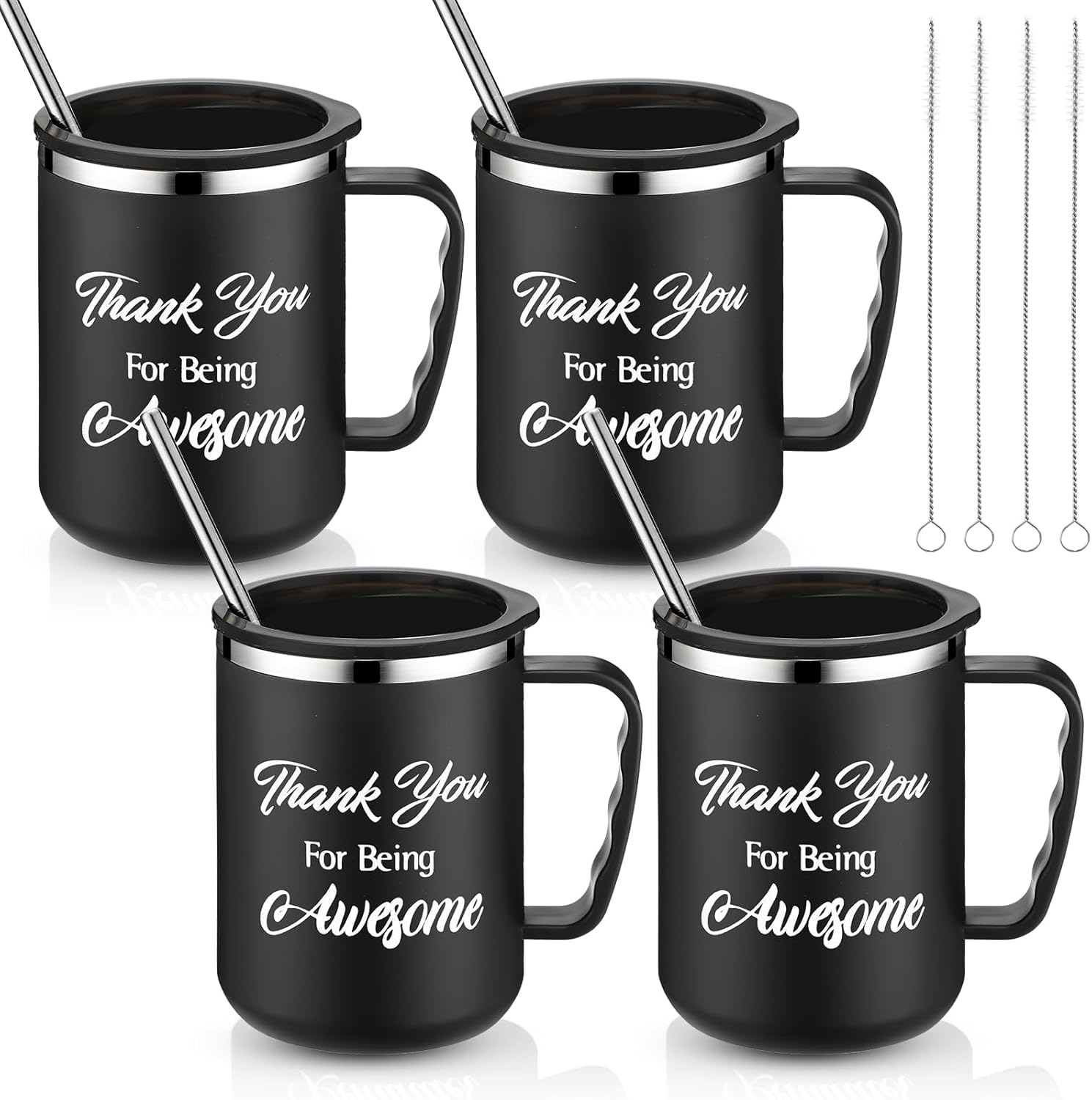 Inbagi 4 juegos de regalos de agradecimiento para mujeres, vaso de viaje aislado con asa de tapa, tazas de café de acero inoxidable de 17 onzas para