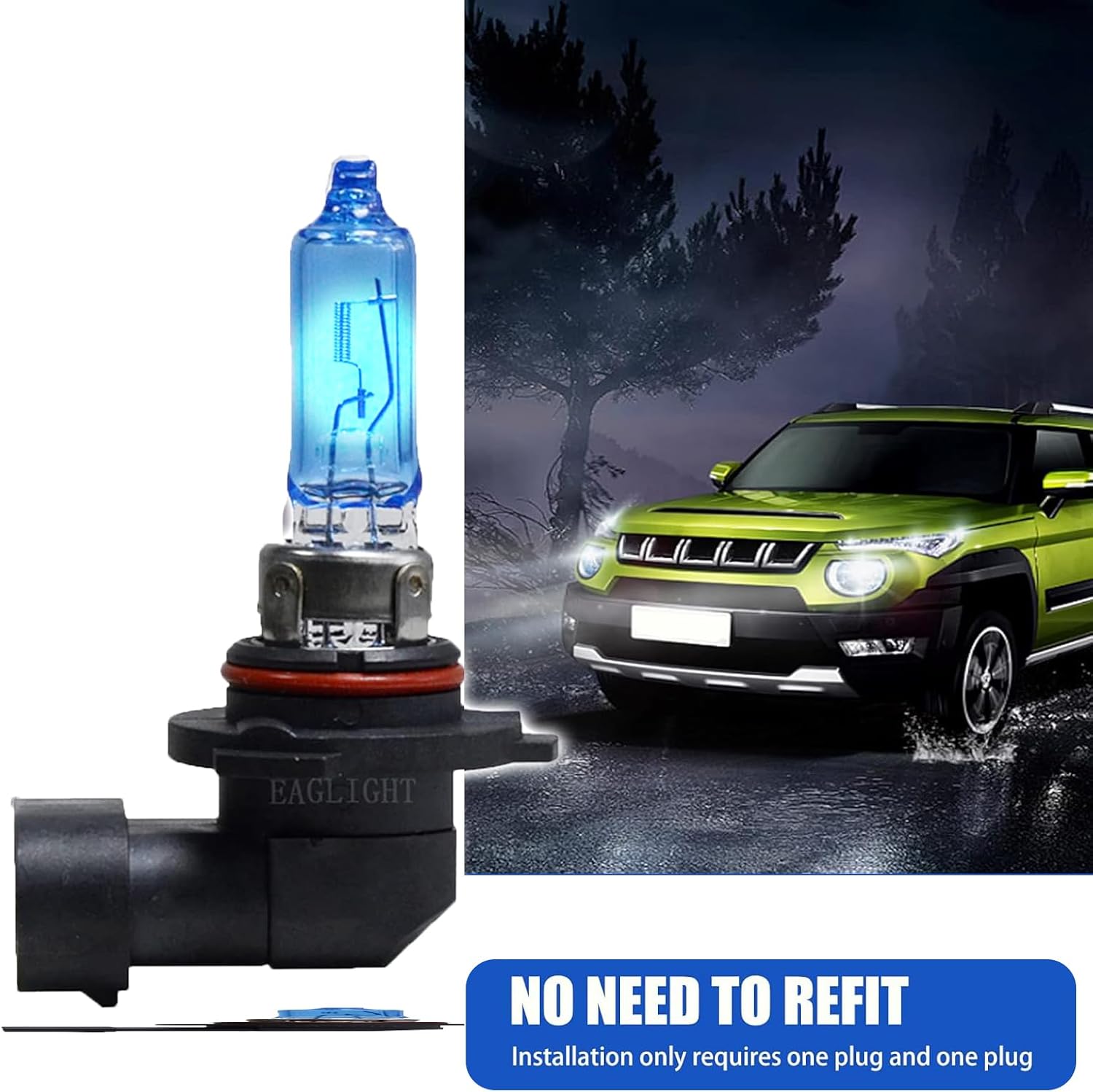 gunhunt 2 luces halógenas 9006 para automóvil, bombillas ultra blancas, luces antiniebla de conducción de 12 V y 100 W, bombillas de haz alto