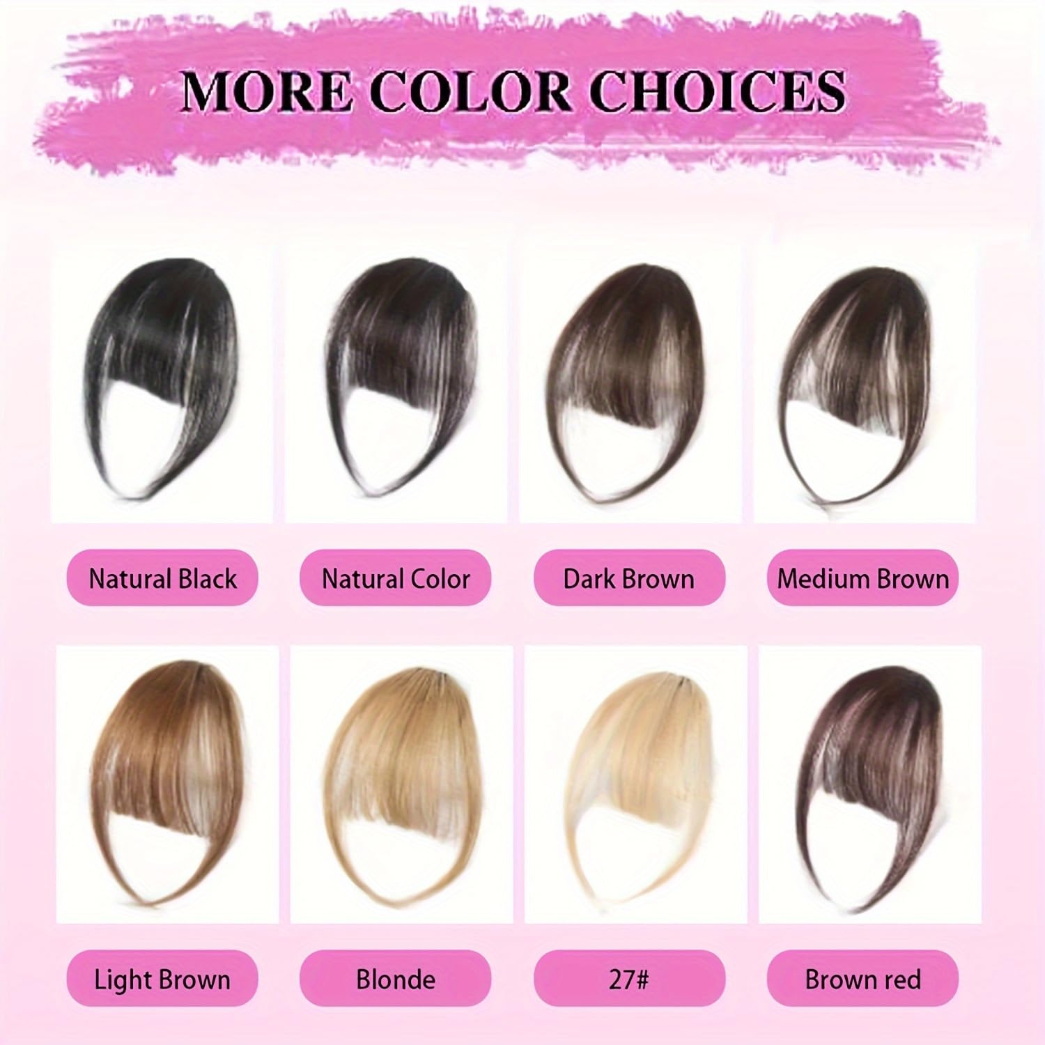 YONGYI Wispy Bangs – Extensiones de cabello con clip de una pieza con clip, extensiones de cabello humano 100% real, flequillo curvado para uso