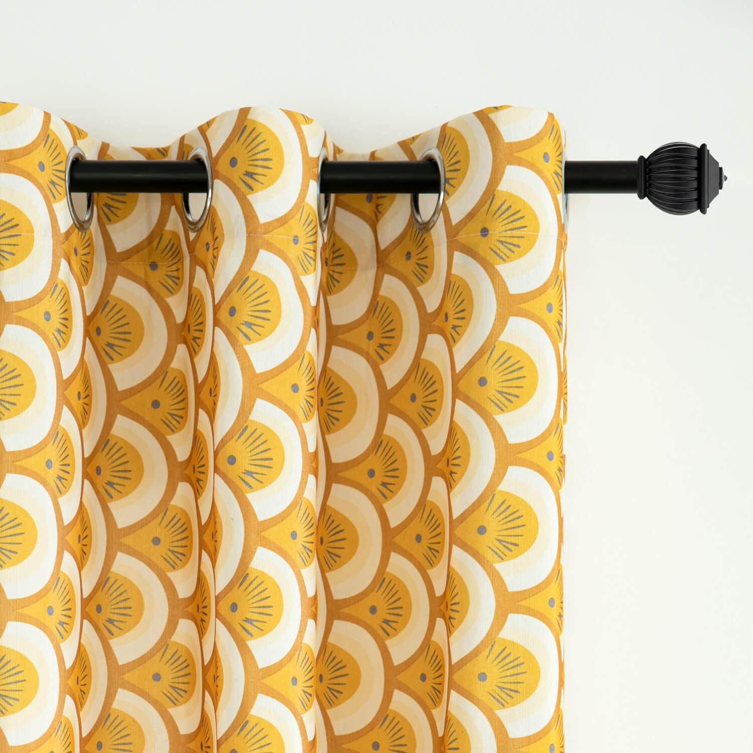 VOGOL Cortinas de ventana con ojales para dormitorio y sala de estar, juego de 2 paneles, 52 x 96 pulgadas, cortinas bohemias blancas y amarillas