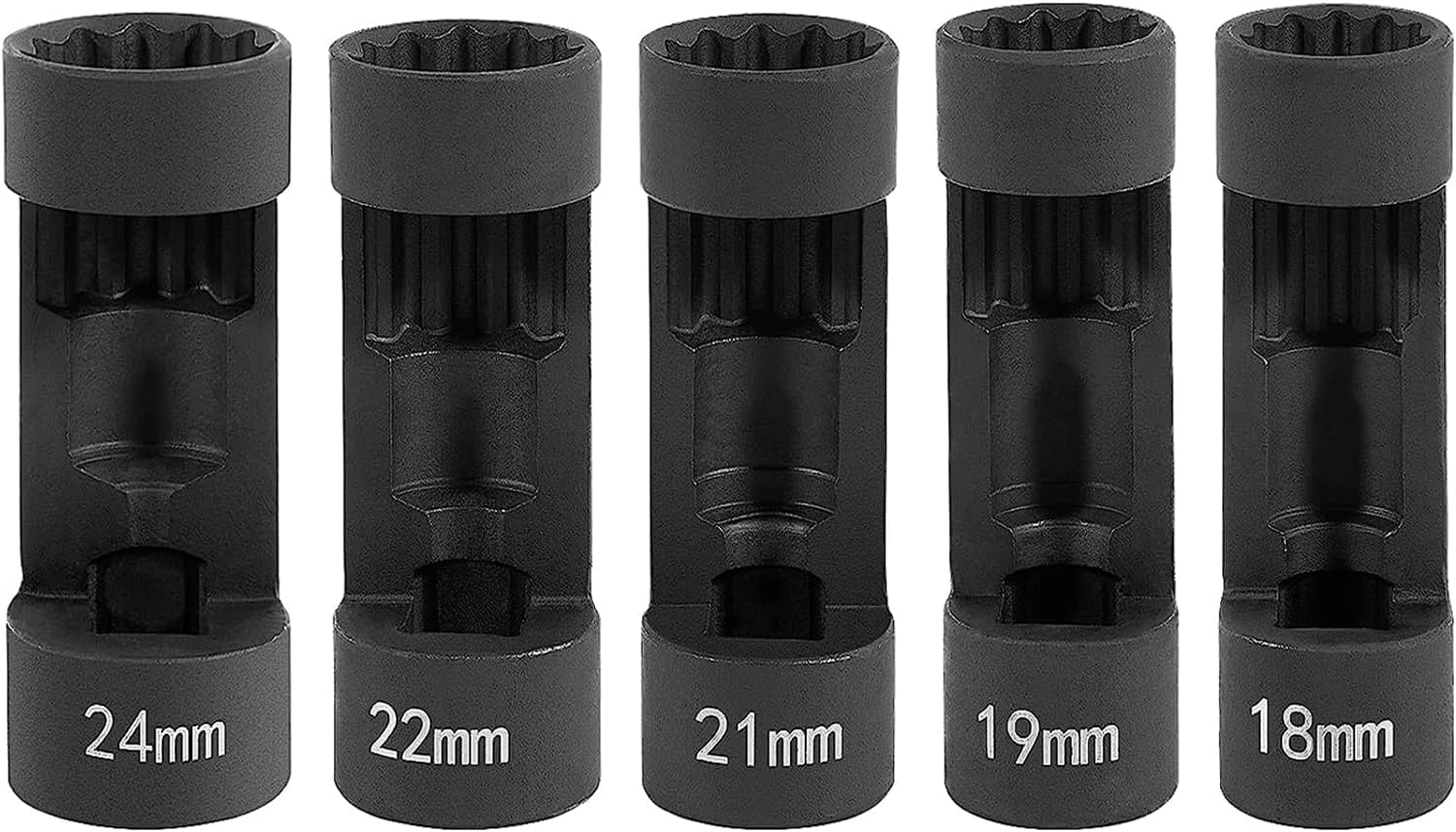 Juego de 5 piezas de tuercas de puntal de 0.709 in, 0.748 in, 0.827 in, 0.866 in, 0.945 in con 12 puntos de 12 pulgadas, herramienta de enchufe de