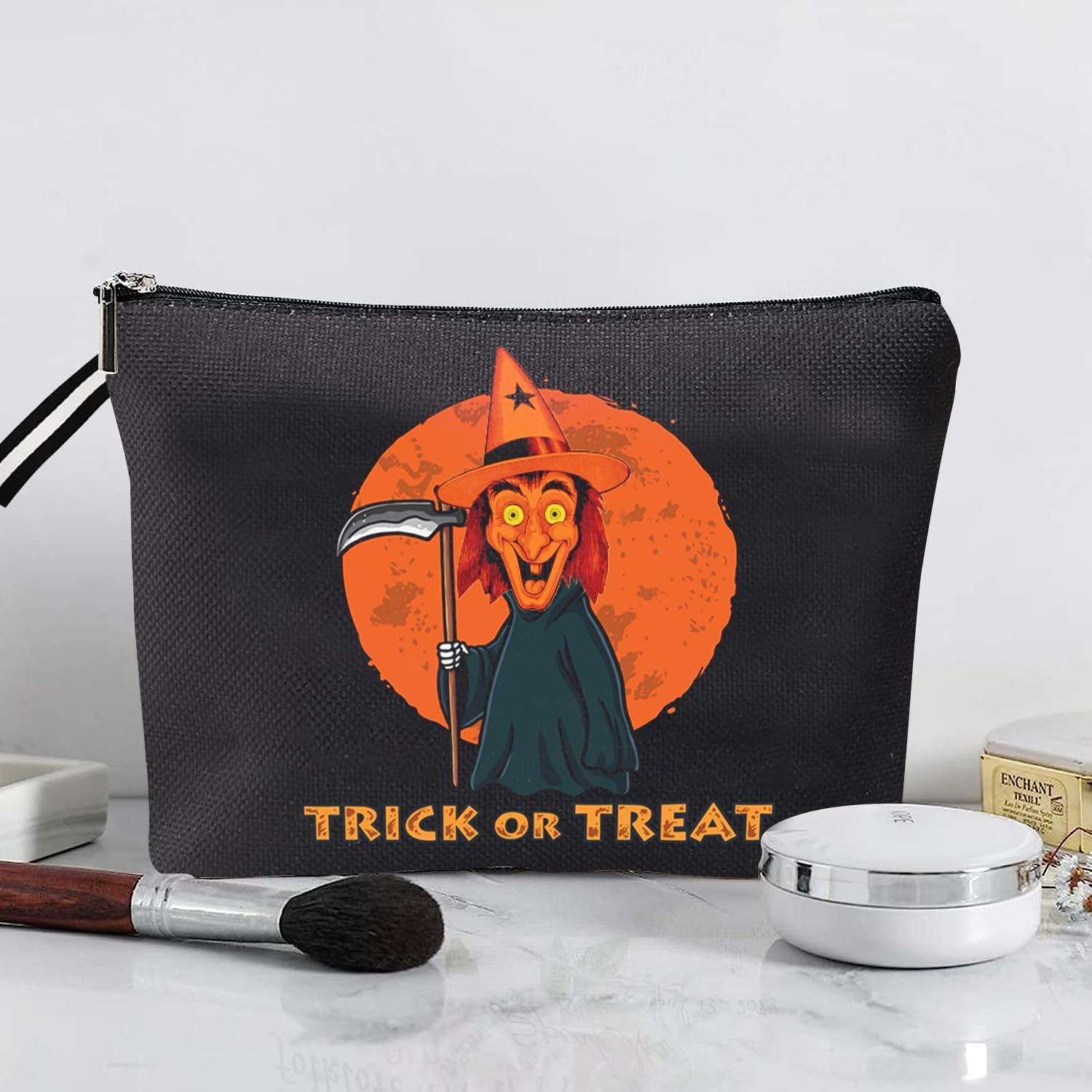 TTBDKKDM Bolsa de cosméticos de Halloween, bolsas de maquillaje para mujer, bolsa de maquillaje de Halloween con cremallera, estuche de belleza,
