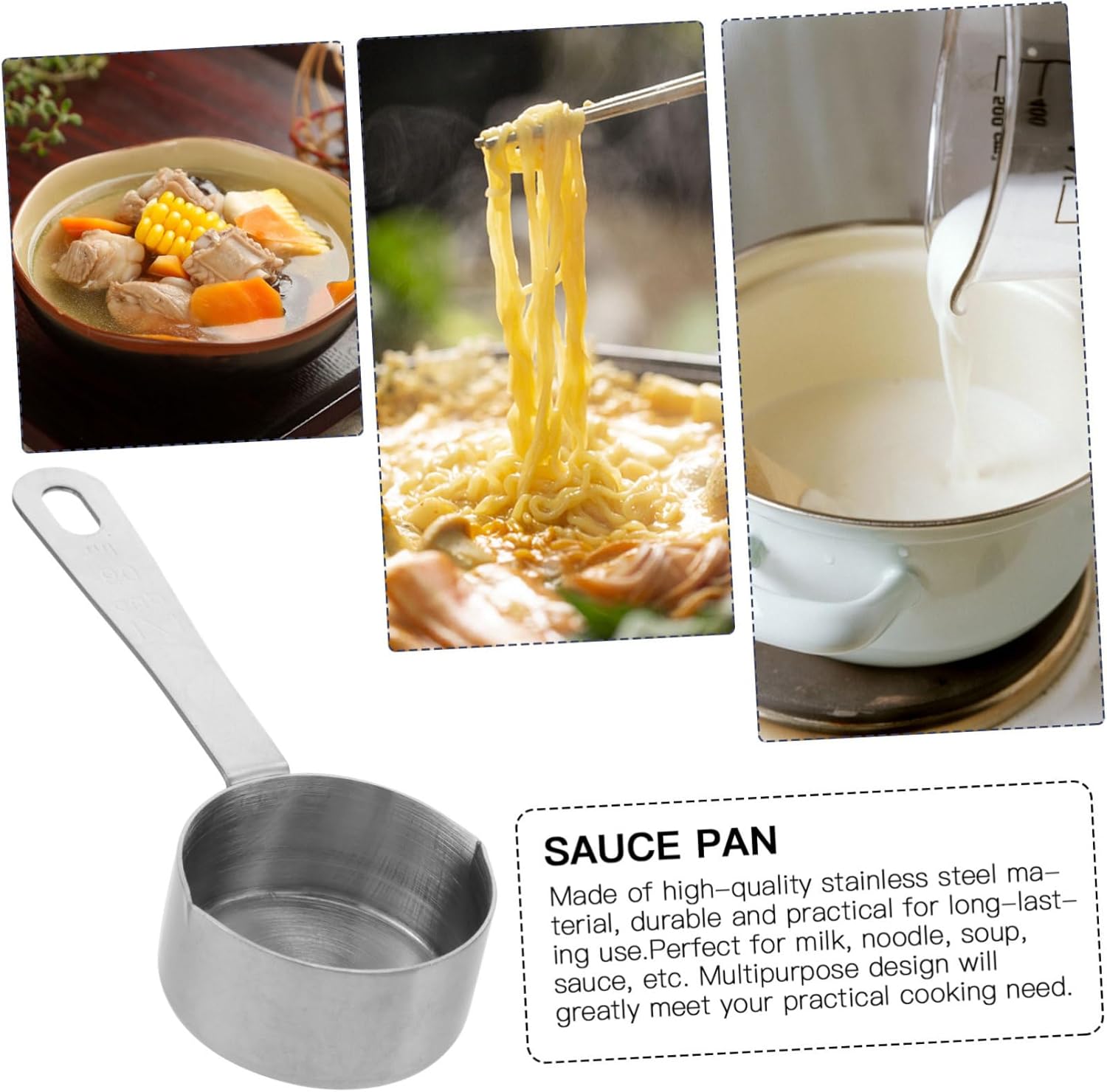 1 cacerola de inducción wok líquido tazas medidoras sartén antiadherente con tapa olla de pasta de acero inoxidable mini olla olla sopa sartén hogar