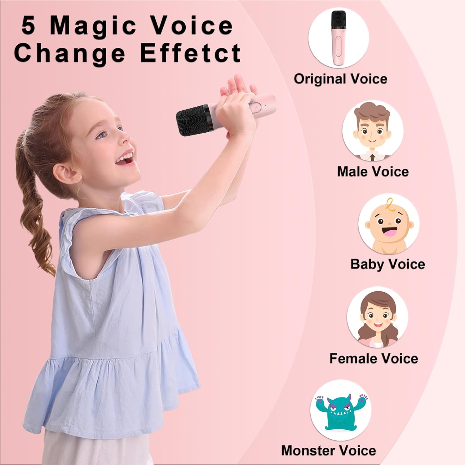 Mini juguete de máquina de micrófono de karaoke, altavoz Bluetooth portátil con 2 micrófonos inalámbricos para niñas, juguetes de reproductor de