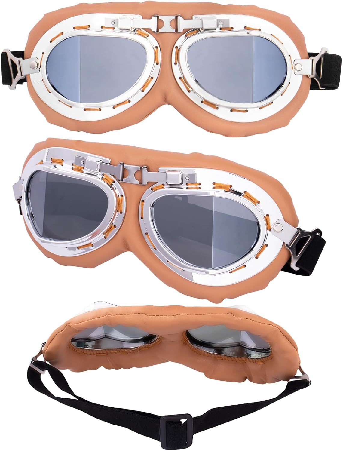 Peicees Gafas vintage para casco de motocicleta, gafas de moto y piloto