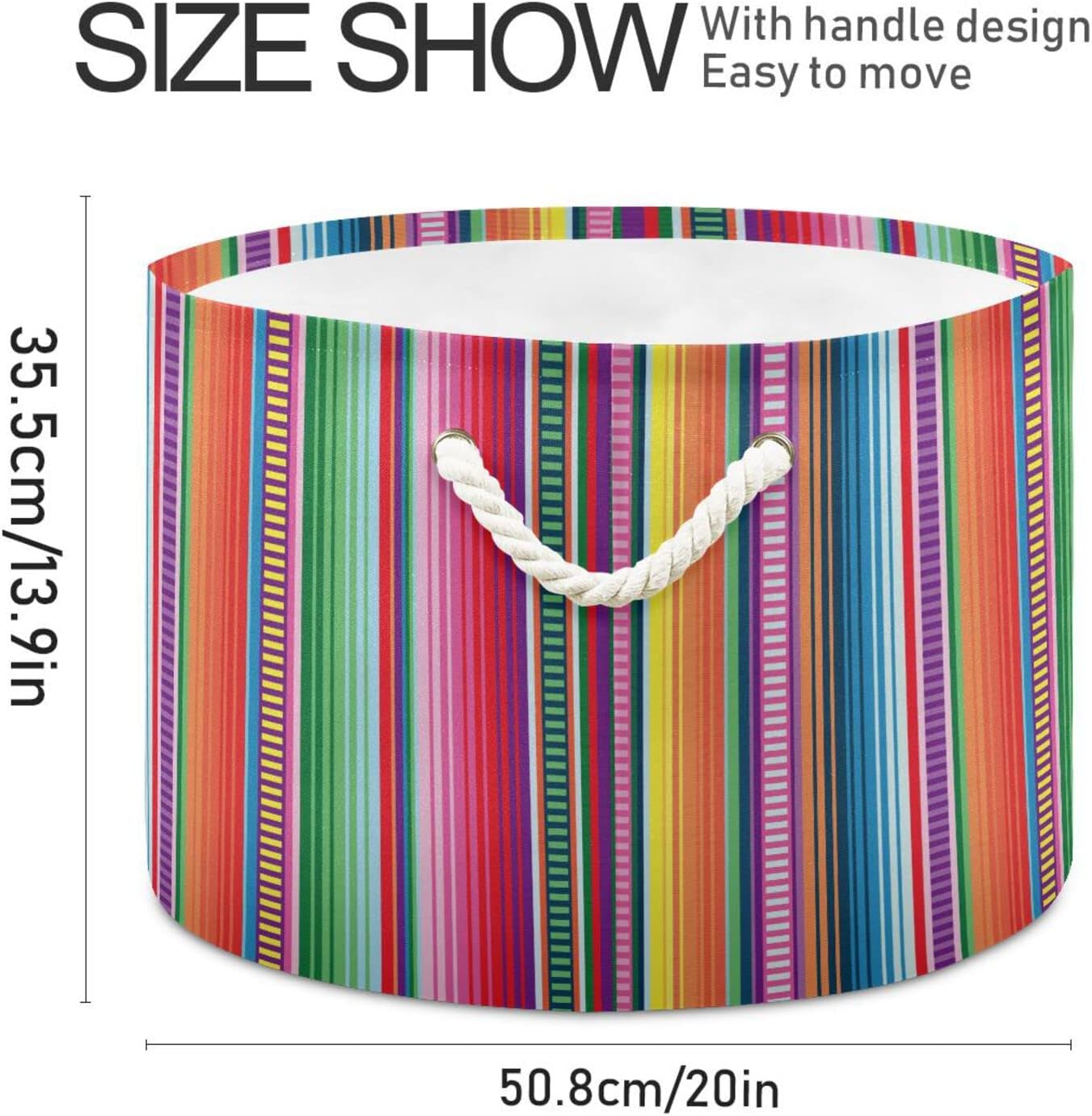 Colorida cesta de almacenamiento mexicana Cinco de Mayo Serape Stripes plegable e impermeable, cestas de almacenamiento plegables con asa