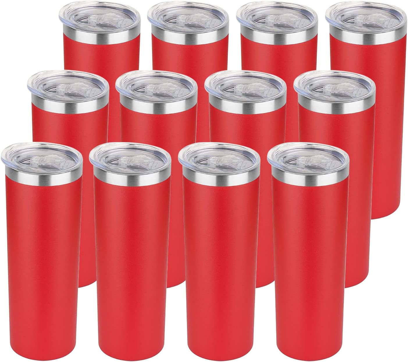 HALSE OUTFITTERS – Juego de vasos delgados de 20 onzas a granel, vasos delgados aislados de acero inoxidable con tapas, tazas de café reutilizables