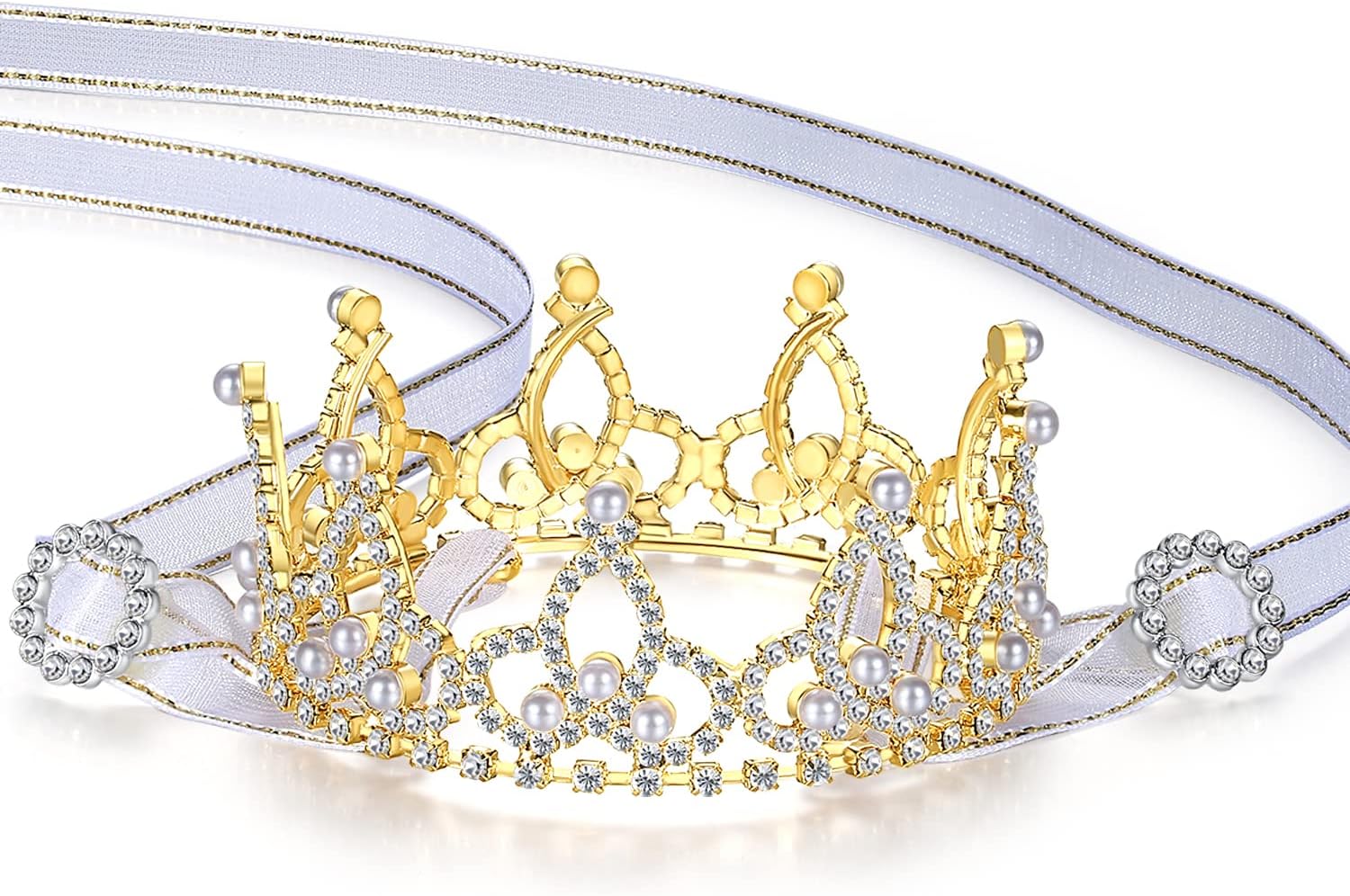 Lovelyshop Pet Series – Corona redonda completa para perro y gato con diamantes de imitación reales, chapada en oro, accesorios para el cabello,