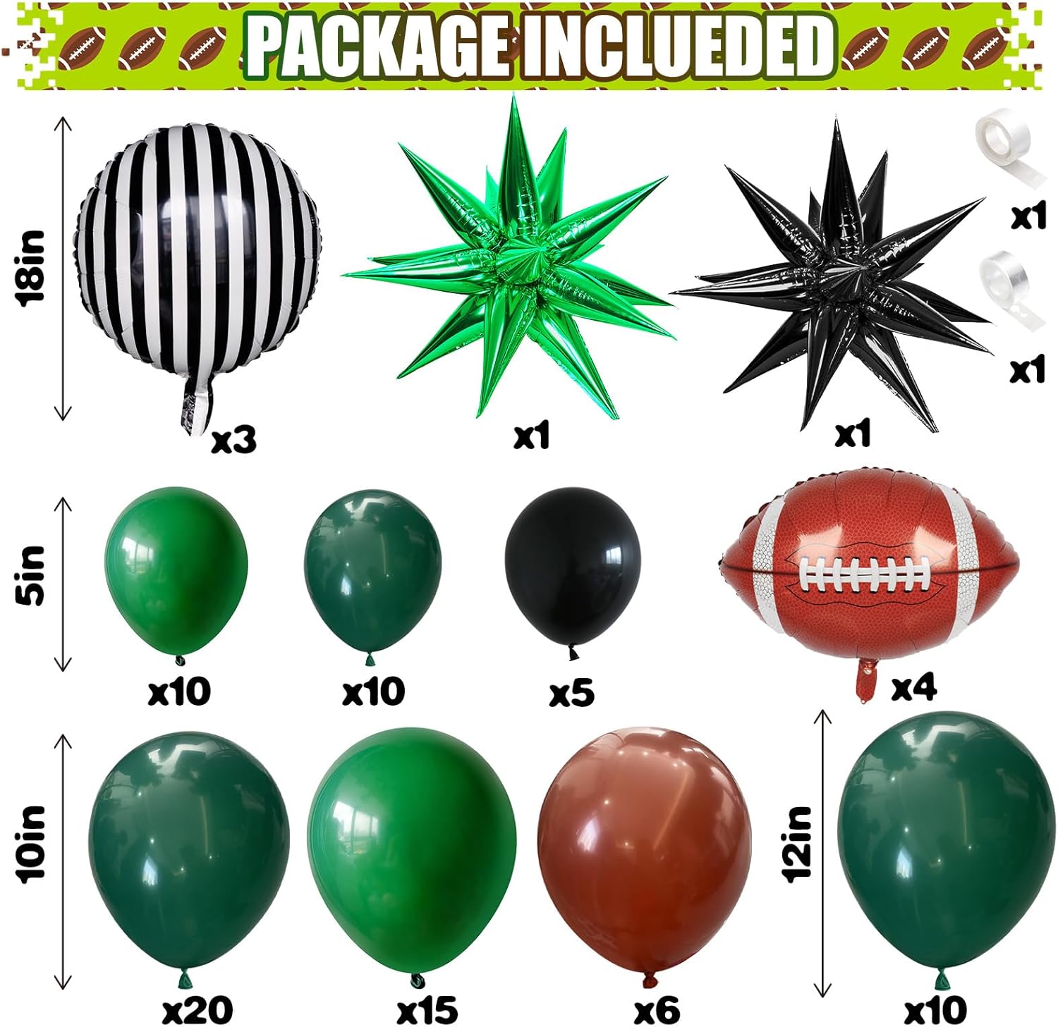 Kit de arco de globos verde y negro