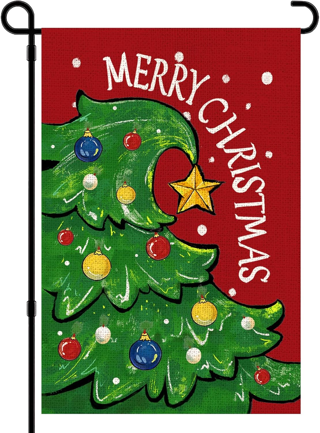 Bandera de jardín de Navidad de 12 x 18 pulgadas, bandera de doble cara para árbol de Navidad para patio, decoración de temporada de invierno al