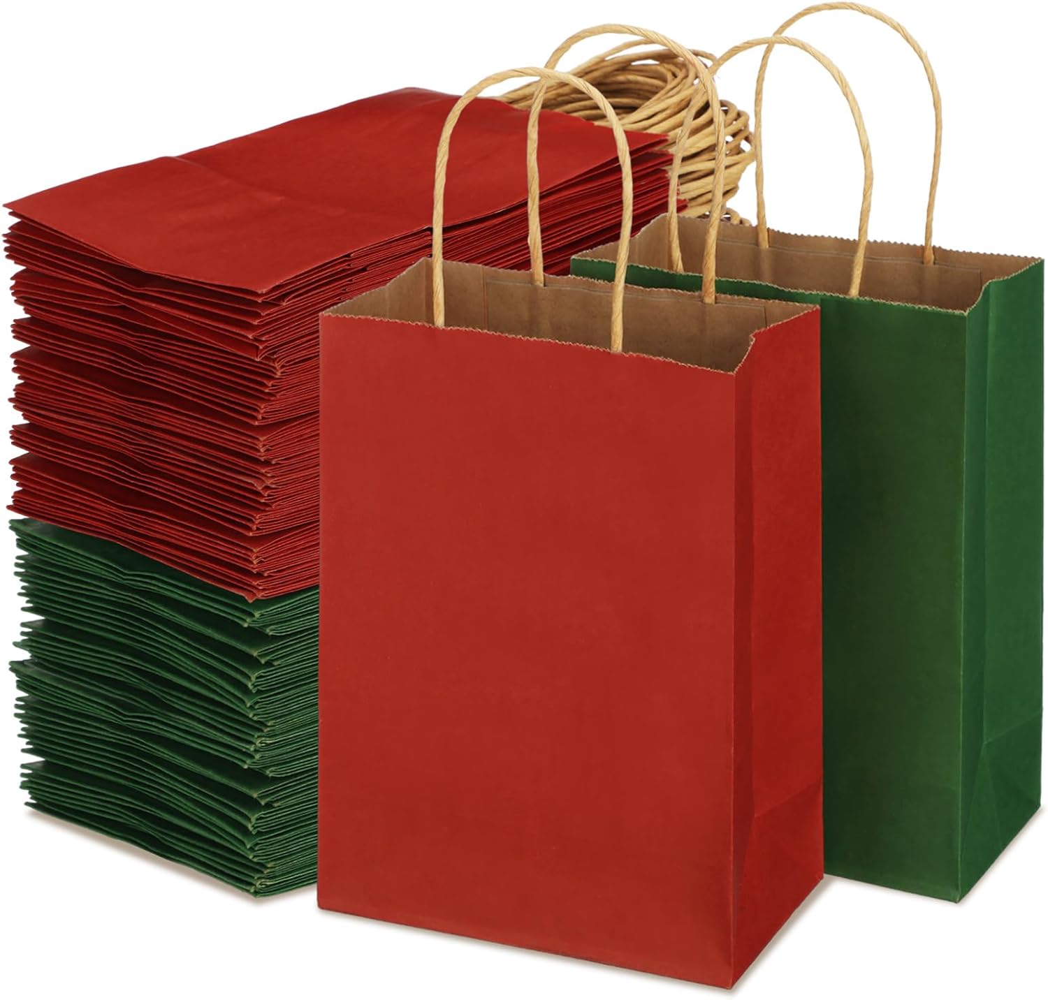 Tenceur 100 bolsas de regalo de color verde salvia, bolsas de papel kraft verde salvia con asas, bolsas de regalo medianas para bodas, baby shower,