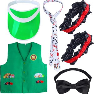 Juego de chaleco de distribuidor de casino, viseras de distribuidor, sombrero, pajarita, tarjeta de juego, corbata, brazalete, para Las Vegas, juego Juego de chaleco de distribuidor de casino, viseras de distribuidor, sombrero, pajarita, tarjeta de juego, corbata, brazalete, para Las Vegas, juego