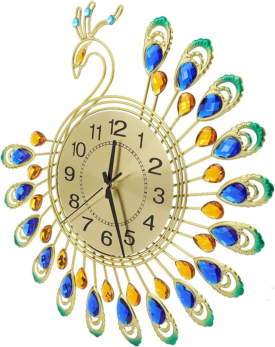 Reloj de pared de pavo real, reloj de pared sin tictac, reloj de pared con forma de pavo real, moderno reloj de hierro 3D, reloj de pared de 14.6 x