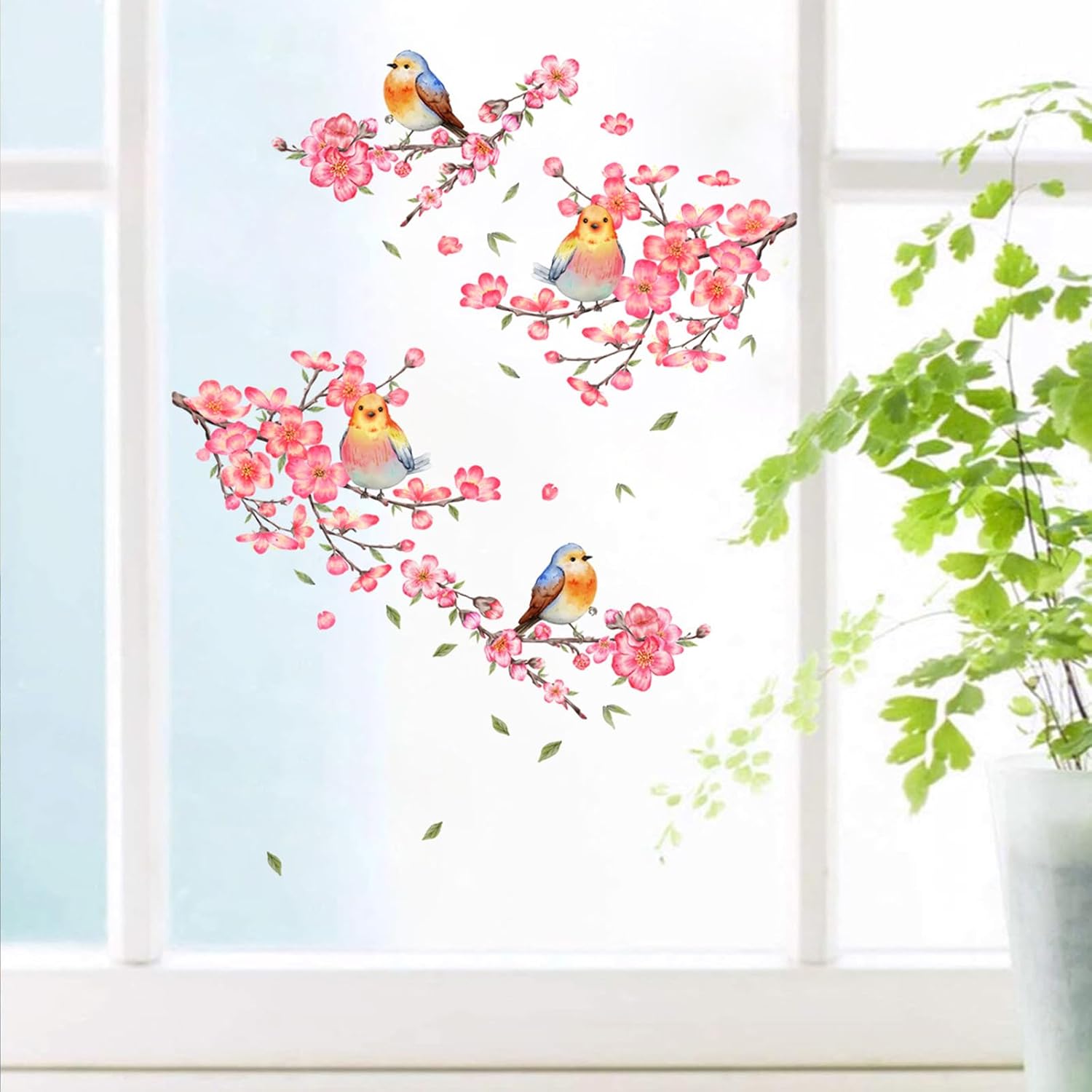 Laoyello Pegatinas de pared de ramas de pájaro de dibujos animados de animales de pared Pegatinas de arte de pared extraíbles PVC mariposa pared