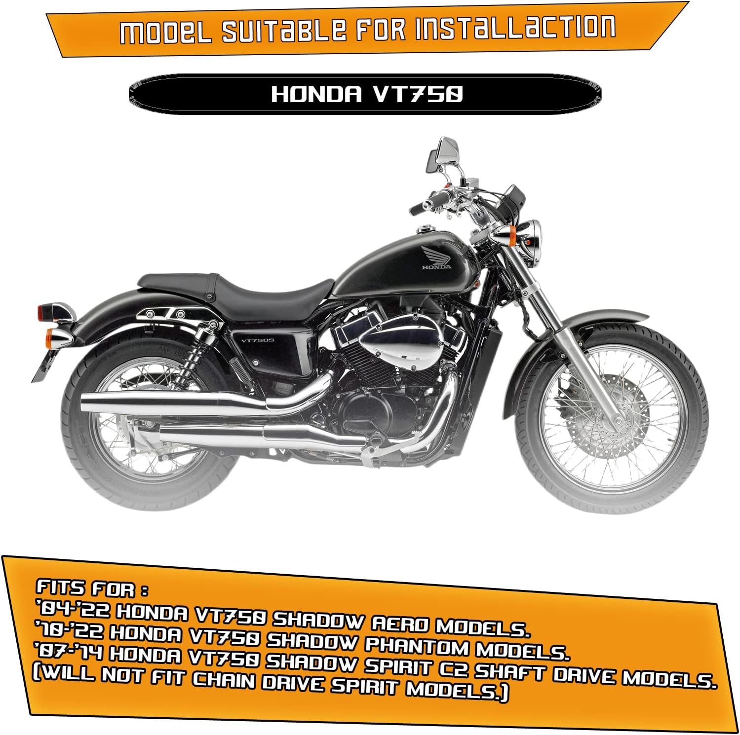 Barra de choque para Honda 750 VT750 VT750C VT400 Shadow Aero Phantom Spirit (plateado)