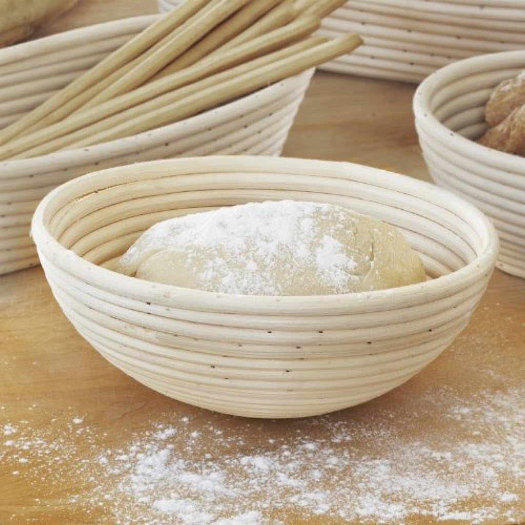 Banneton Brotform – Cesta redonda de ratán a prueba de masa de pan de 9.8 pulgadas, hecha a mano con tela de lino  9.8 x 3.3 in