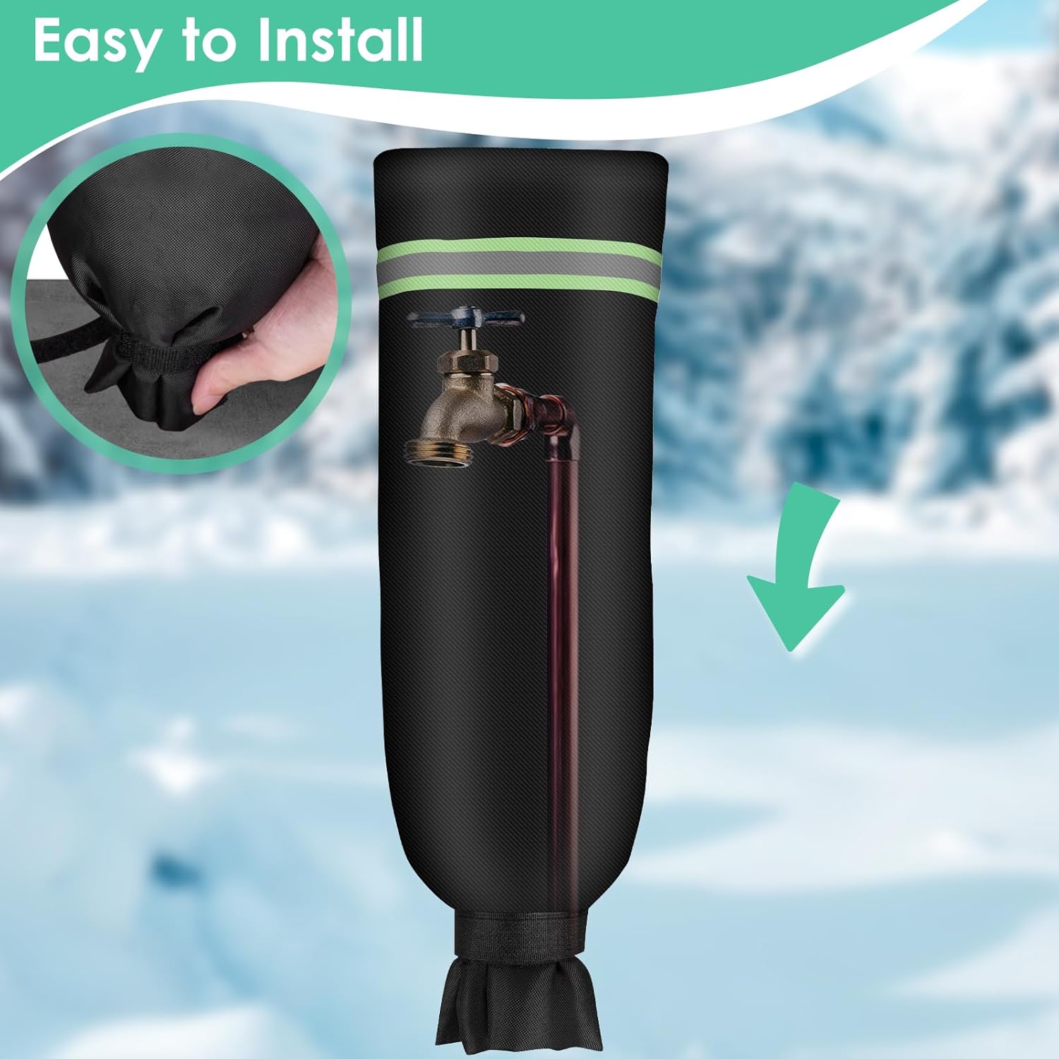 Fundas de grifo para exteriores para invierno, 25 pulgadas de largo x 13 pulgadas de ancho, protector de congelación aislado para boquillas de agua,