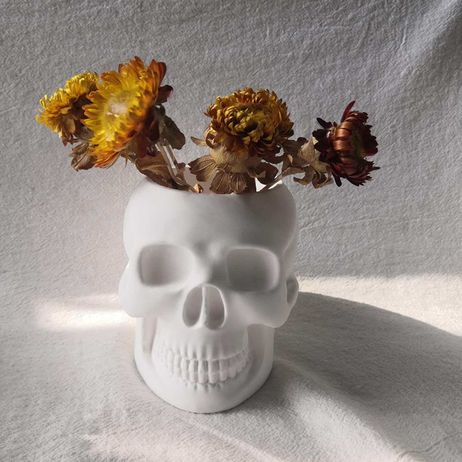 Molde de maceta de hormigón con forma de calavera para bolígrafo, molde de cemento, molde de silicona, maceta suculenta, molde para jarrón de