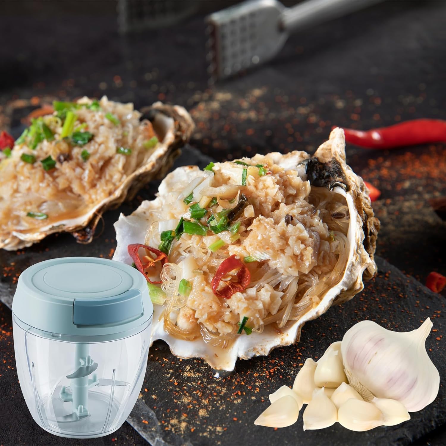 Pequeño procesador de alimentos manual Protable ensalada de carne picadora de frutas Cortador de cebolla Picadora de ajo Gadgets de cocina, 30.4 fl
