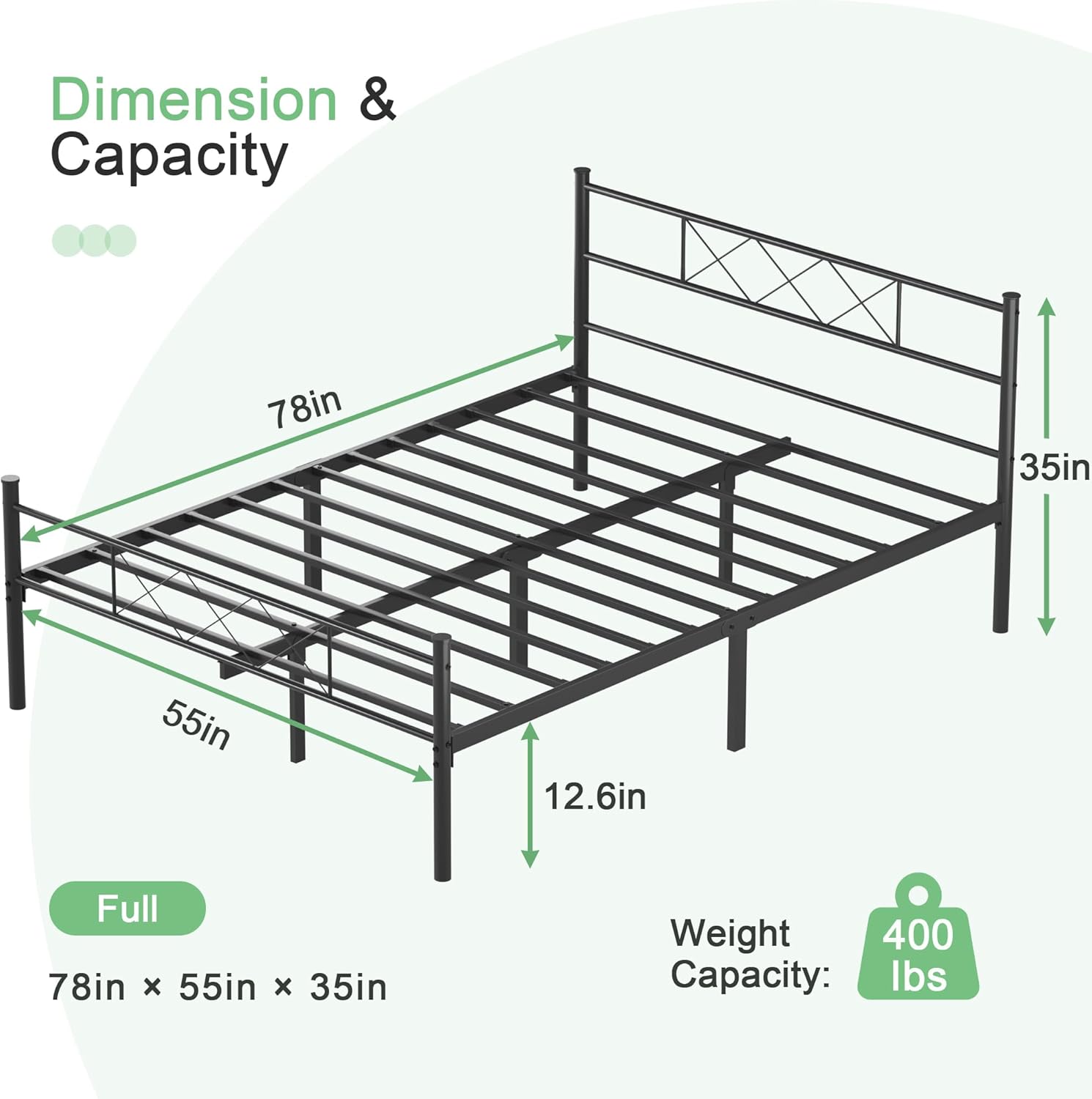 VECELO Base de cama de tamaño matrimonial con cabecero, plataforma resistente y base de colchón con soporte de listones de metal, no necesita