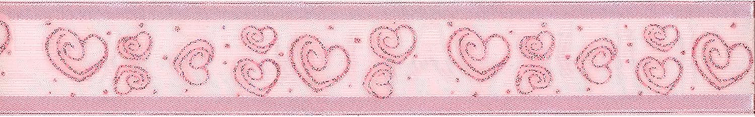 Offray Cinta de satén de borde transparente de 1.5 pulgadas de ancho, 9 pies en total, color rosa
