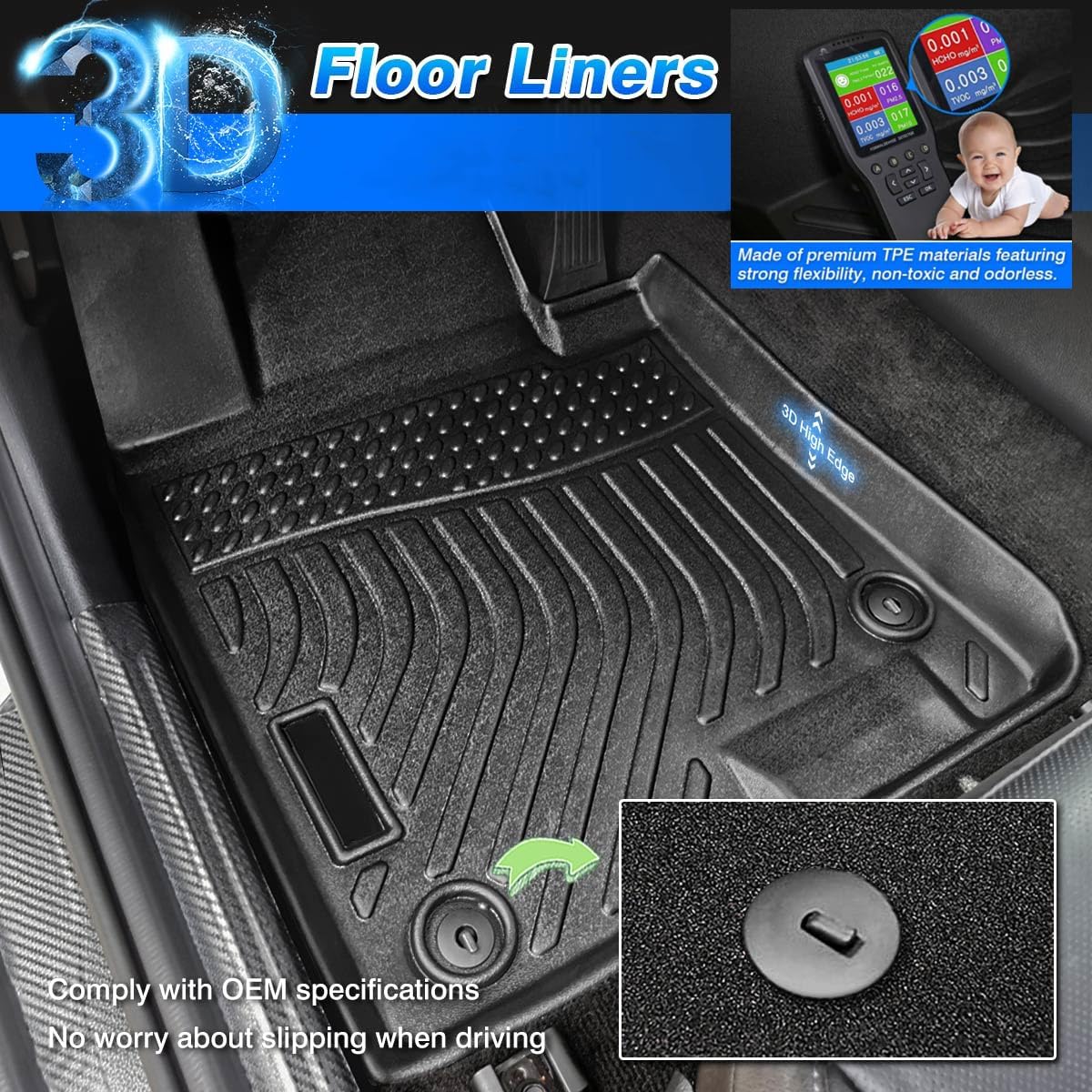 Cartist Alfombrillas de suelo personalizadas para Mazda CX-90 2024, accesorios para todo tipo de clima, forros de suelo, protección de alfombra TPE
