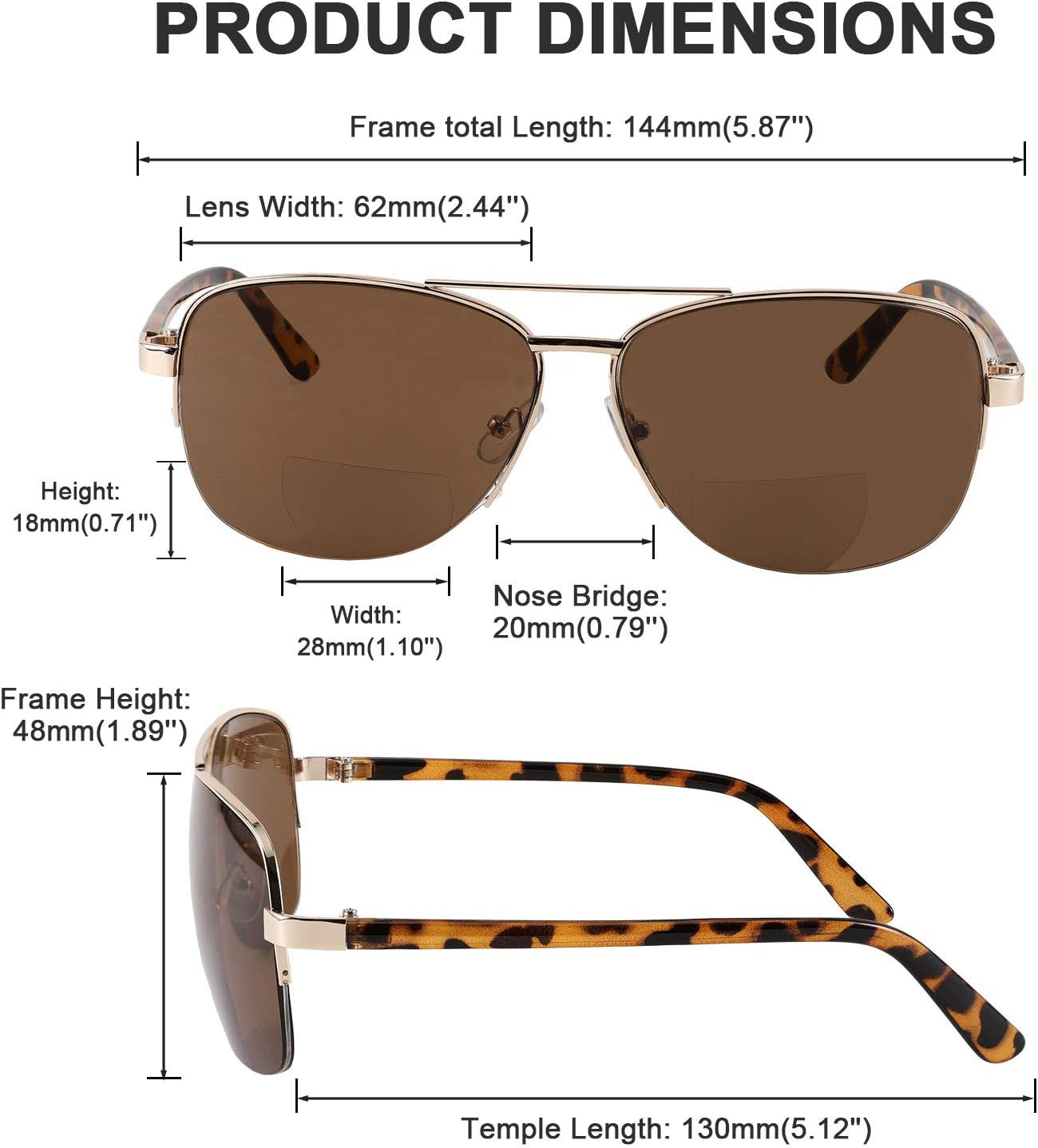 FEISEDY Lentes de sol bifocales para lectura bajo el sol B2718 para hombres y mujeres
