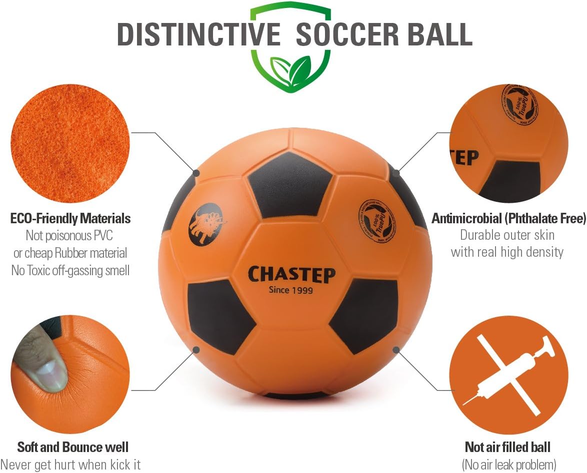 Chastep Balón de fútbol de espuma deportiva para niños o principiantes, pelota de fútbol de esponja de 8 pulgadas, juego seguro y suave