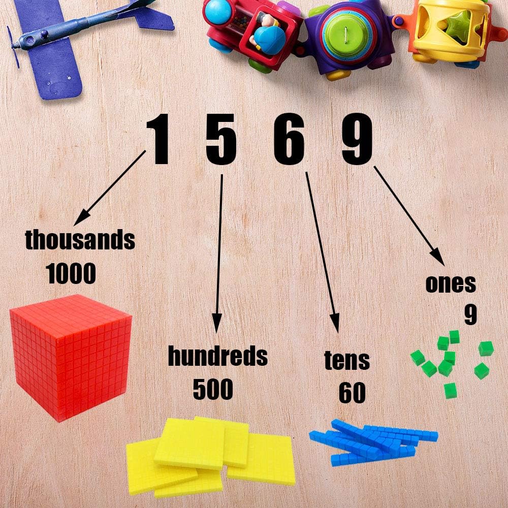 Base Diez Bloques para Matemáticas Tempranas, Cubos Educativos Conteo de Juguetes y Matemáticas en Homeschool, Cubos de Matemáticas para Habilidades