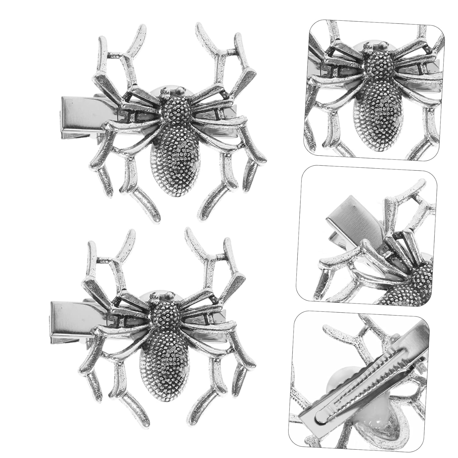 NOLITOY 4 pinzas para el pelo de araña oscura, diadema de araña, pinzas de metal para el cabello para mujeres, horquilla de Halloween, pinzas para