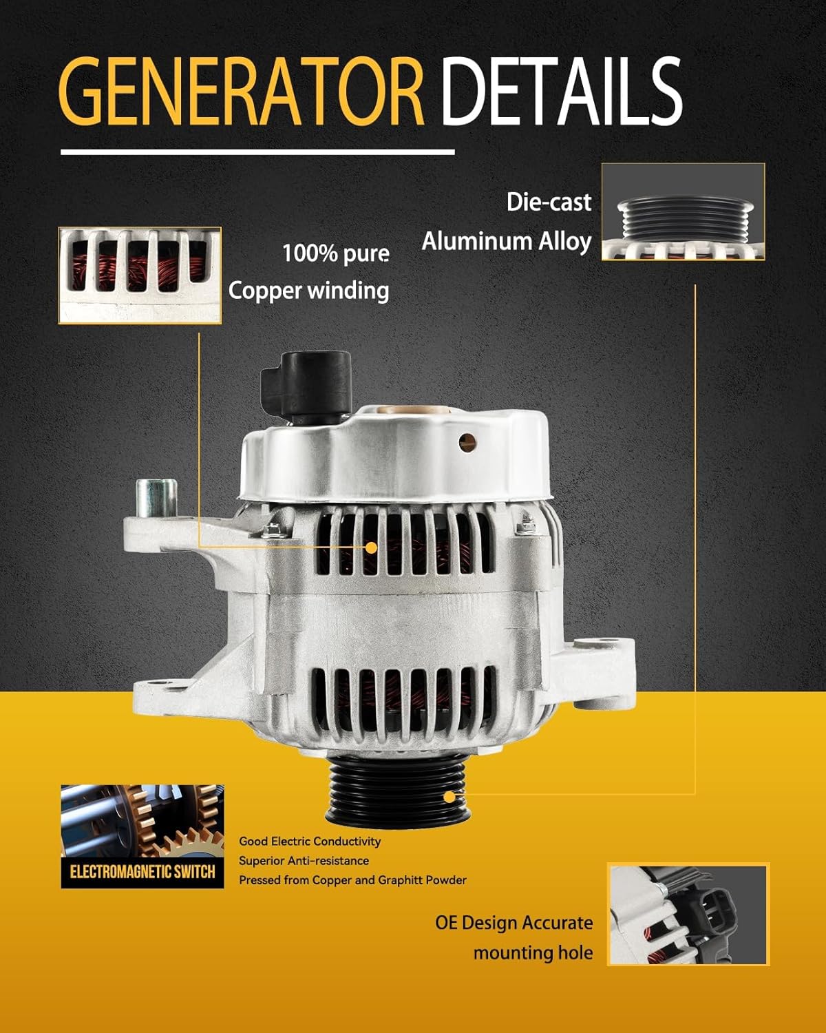 KAC Alternadores y generadores, Alternador apto para Aveo Swift 1.6L 2004-2008,Wave 2005-2008,Alternador automotriz reemplazar 8483N3P