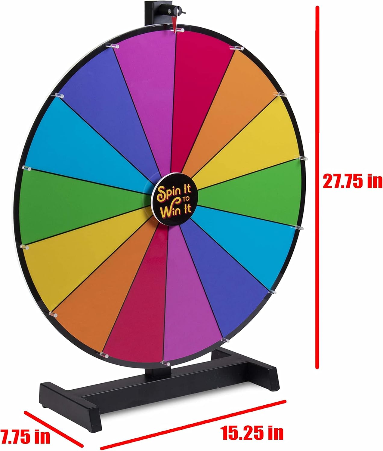 Brybelly Spin it to Win It – Rueda de premio jumbo, 24 pulgadas, 14 ranuras coloridas, botón personalizable, velocidad de giro ajustable, ruedas de