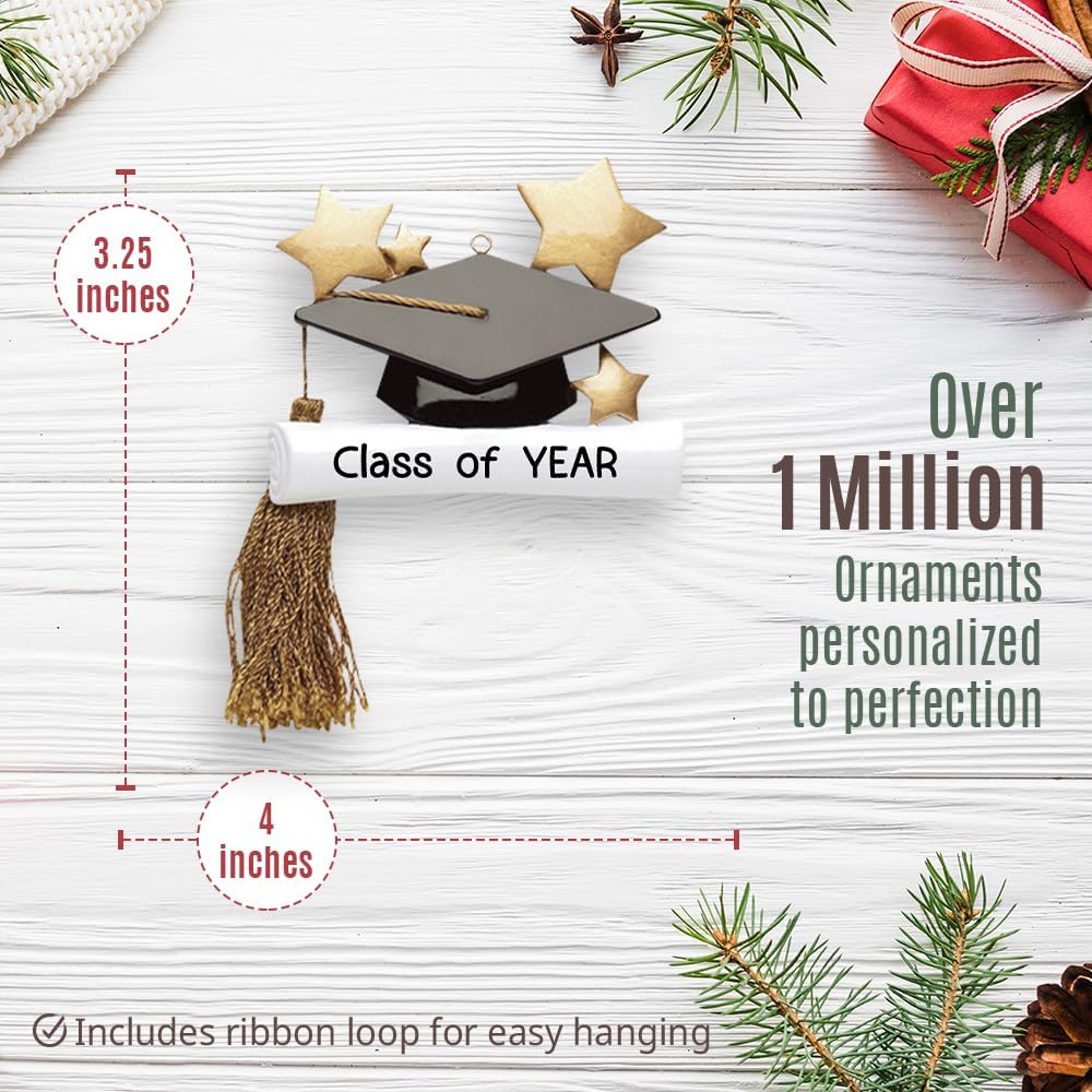 Adornos de Navidad personalizados de graduación 2024  Personalización rápida y gratuita las 24 horas  Tapa de graduación y pergamino decoraciones de