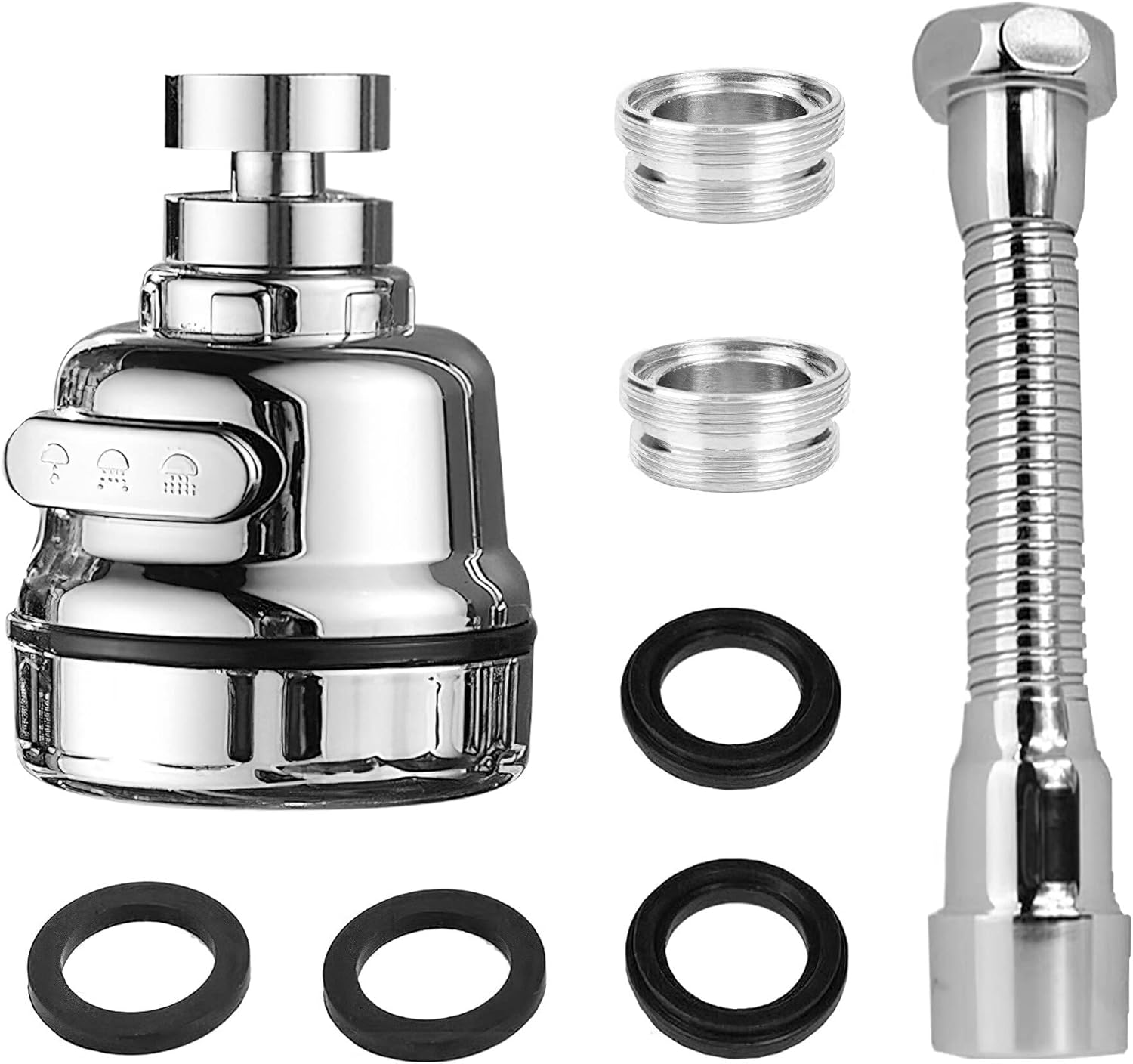 Aireador de fregadero de cocina con manguera, giratorio antisalpicaduras, accesorio rociador de grifo de 3 modos ajustable para fregadero de cocina,