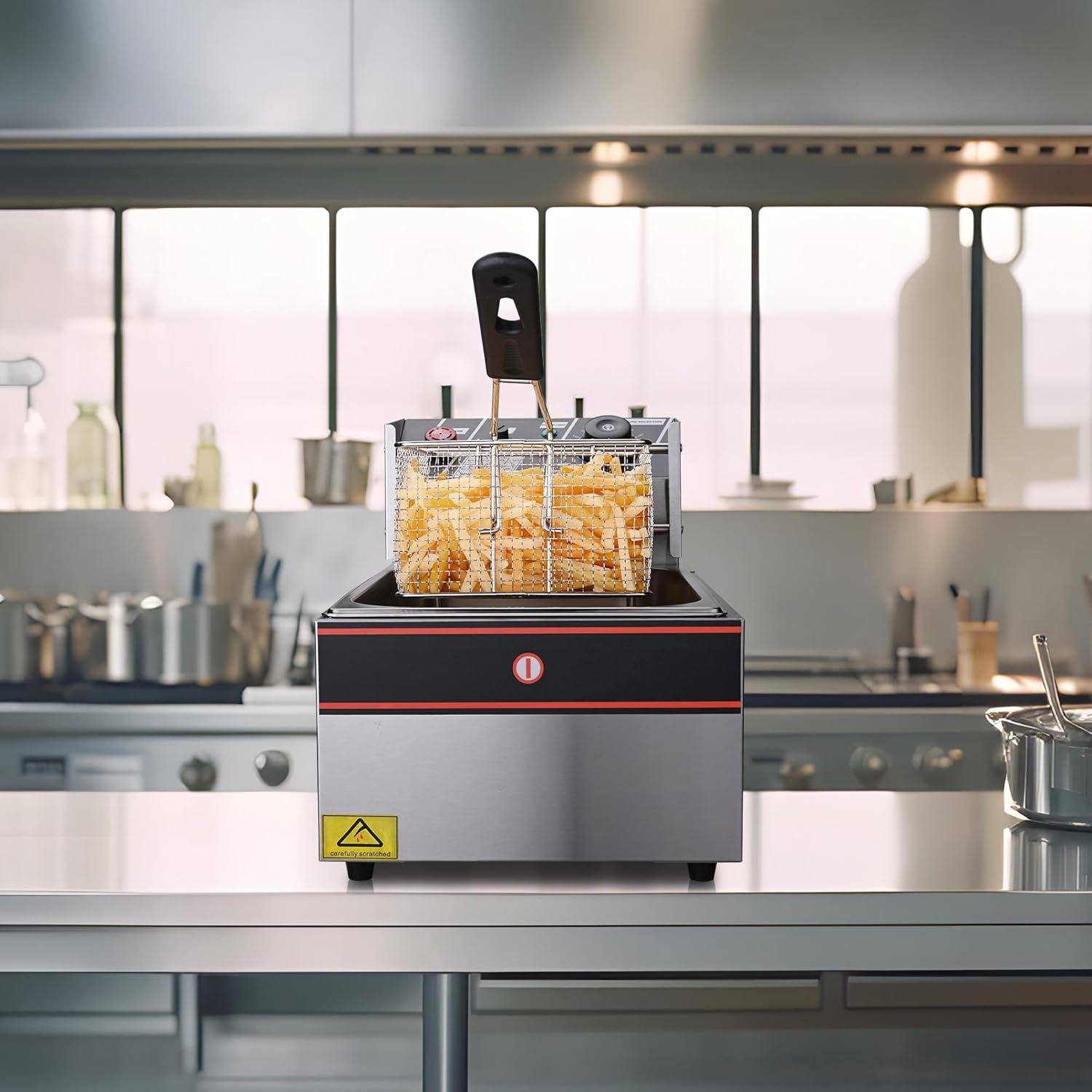 WeChef freidora eléctrica de inmersión para encimera, con tapa, con tanque extraíble, para cocinar papas fritas, para el hogar, la cocina, para uso