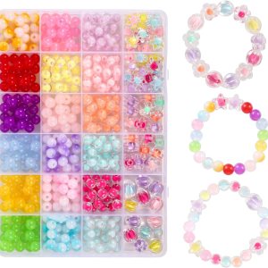 NQEUEPN Kit de cuentas acrílicas para hacer joyas, cuentas de vidrio de color transparente, cuentas surtidas, cuentas de acrílico degradado, kit de NQEUEPN Kit de cuentas acrílicas para hacer joyas, cuentas de vidrio de color transparente, cuentas surtidas, cuentas de acrílico degradado, kit de