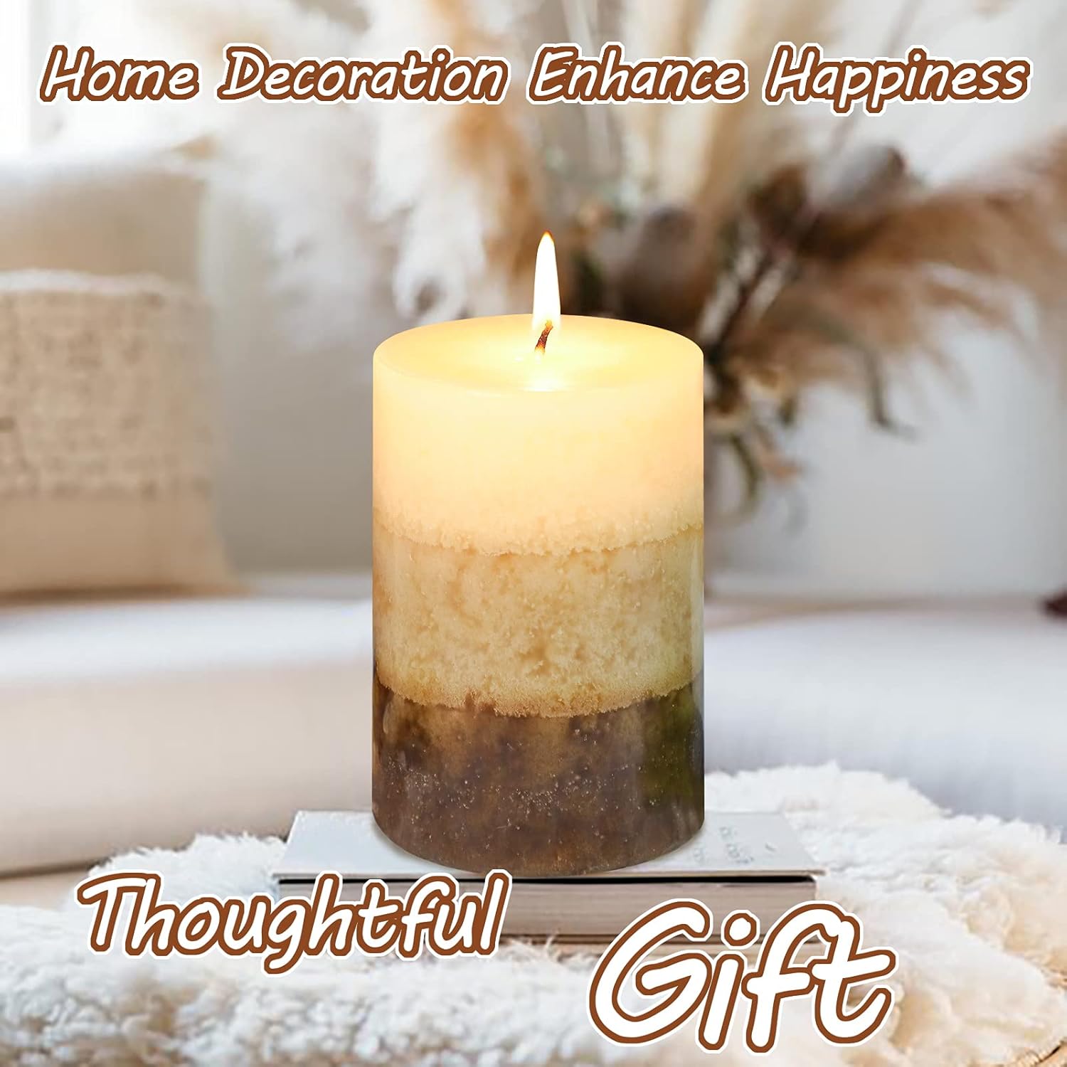 Pillar Candles – Velas aromáticas de vainilla con aroma a cupcake de Immeiscent para aromaterapia, más de 50 horas de combustión de larga duración,