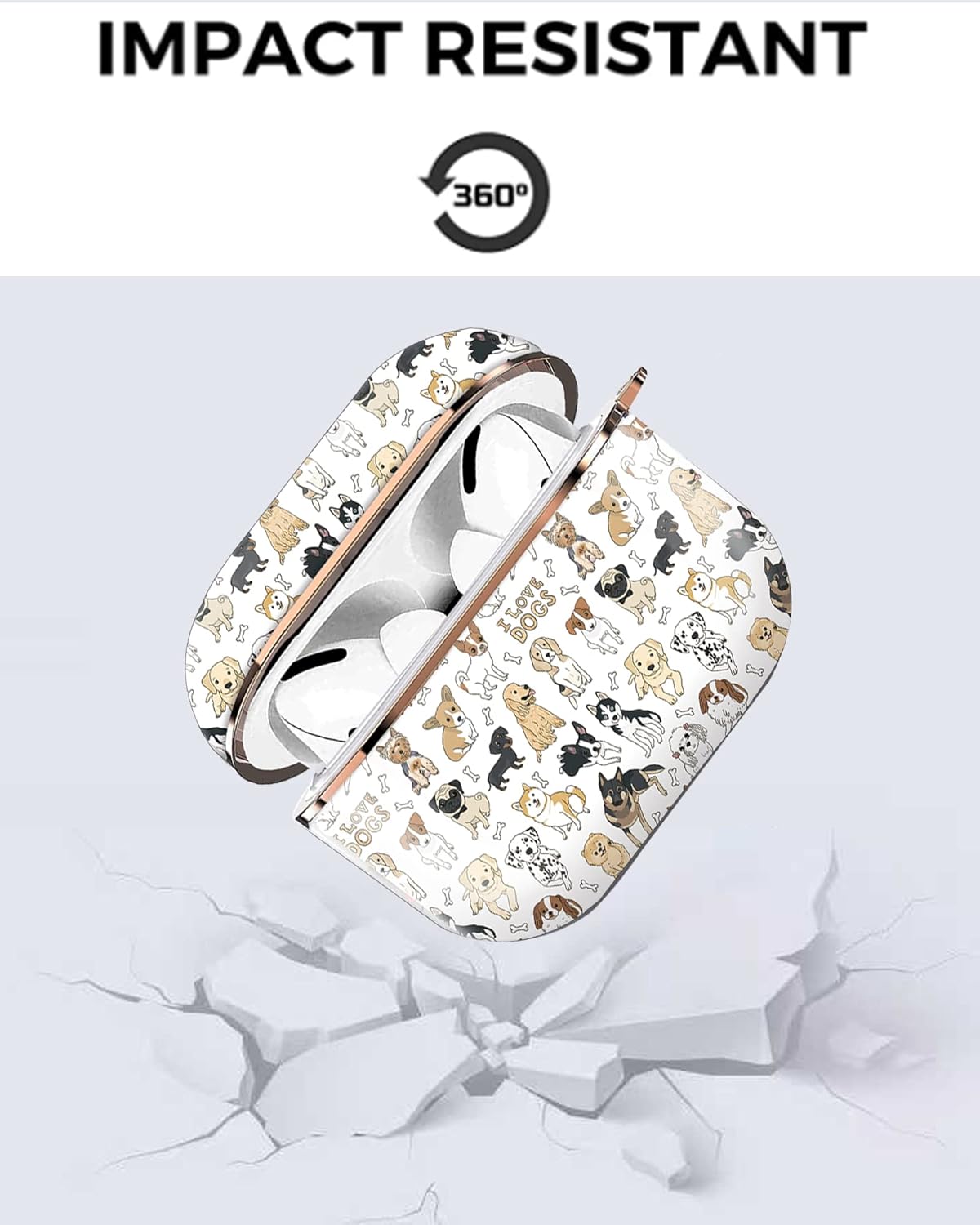 ZEKICE Funda para Airpod Pro de 1 generación, funda protectora a prueba de golpes, con llavero de oro rosa, funda para niñas, mujeres y hombres