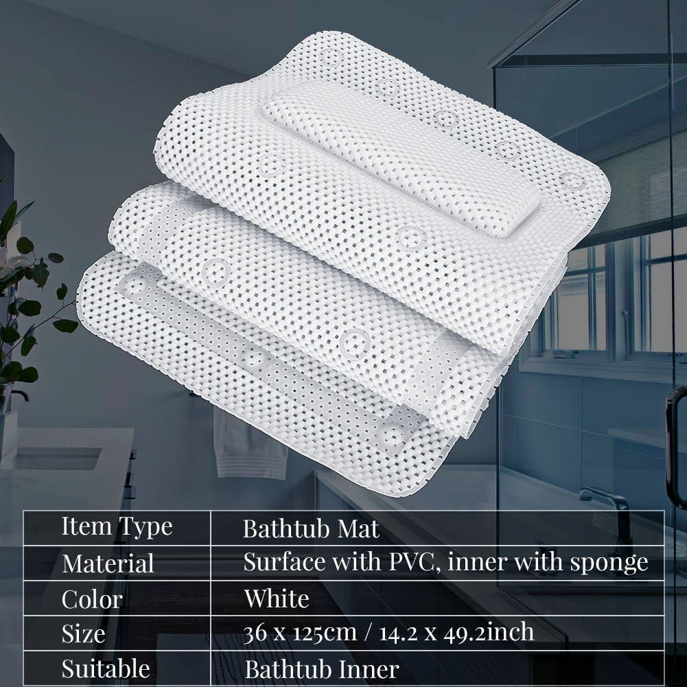 Alfombrilla de baño de cuerpo completo, 1 colchón de spa, antideslizante, cojín de lujo, suave, transpirable, acolchado, para tina, soporte para