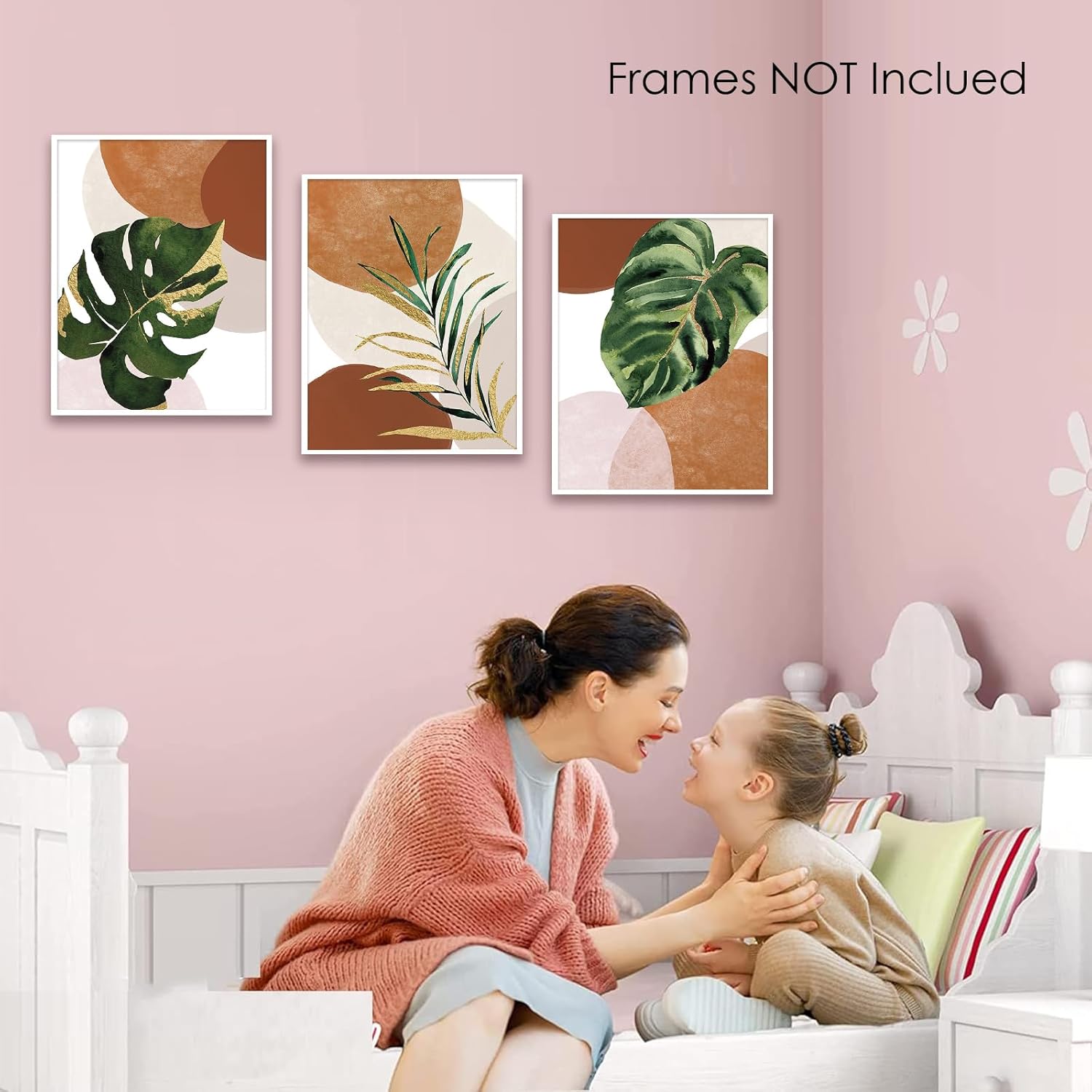 3 piezas de arte bohemio para pared con hojas de palmera tropicales, sin marco, impresiones minimalistas modernas de mediados de siglo, obras de