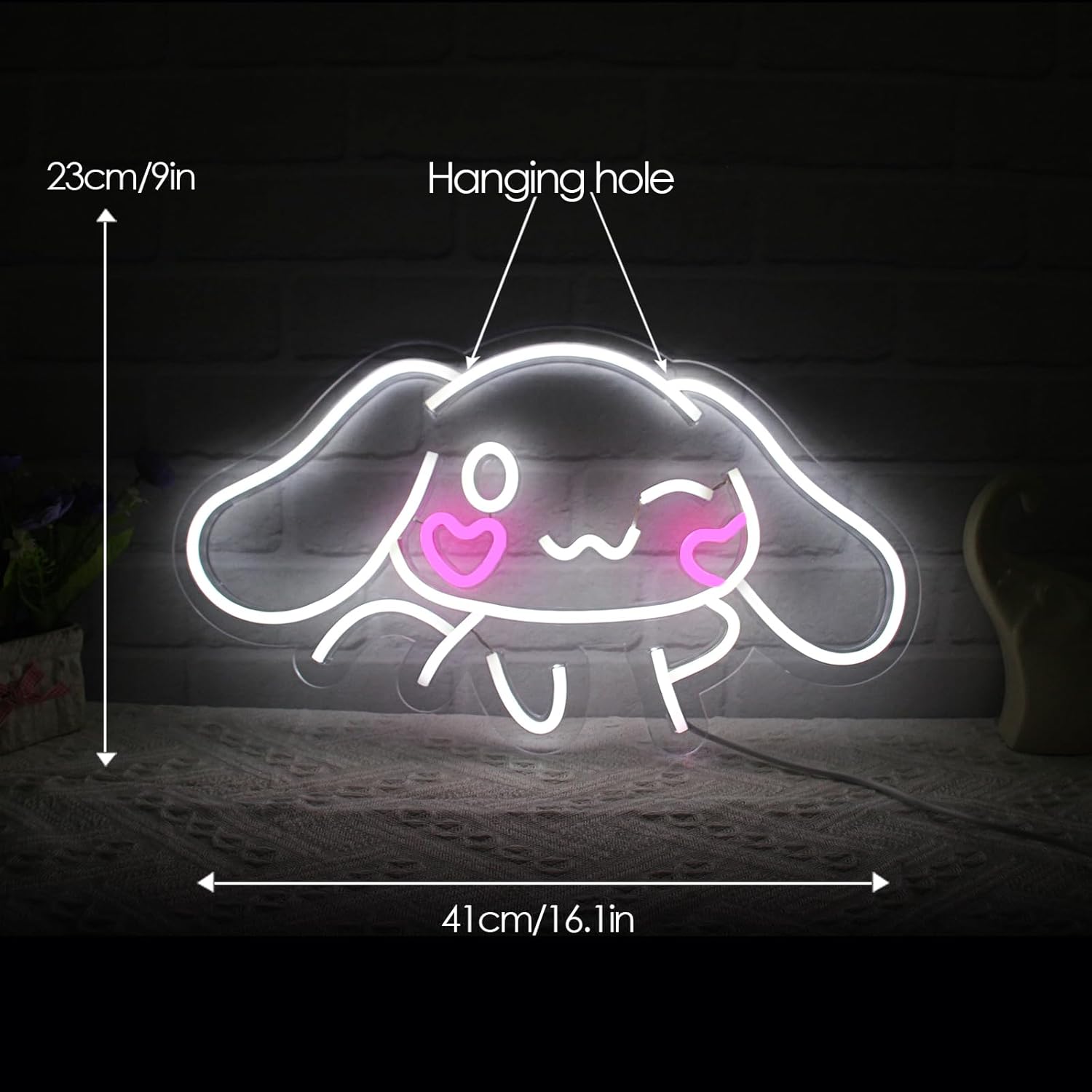 Cinnamoroll – Letrero de neón de anime para decoración de pared, luz LED Cinnamoroll, decoración de habitación, luz de neón japonesa, regalo para