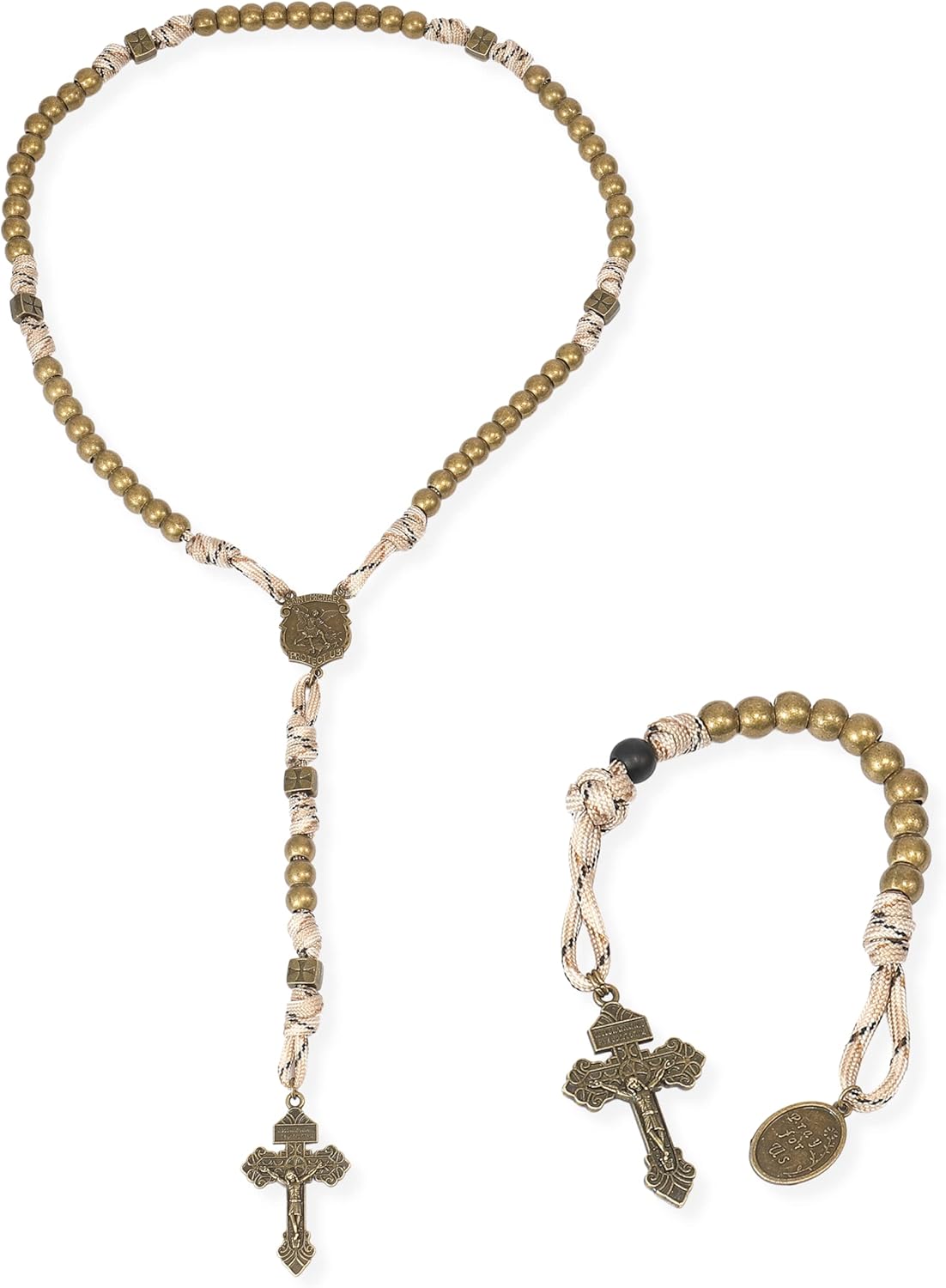 Nazareth Store Juego de rosarios de cuerda de paracaídas, collar de rosario resistente y rosario de una década con cordón fuerte y pesado con San
