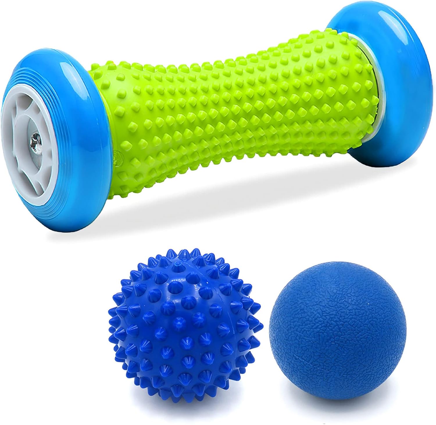 GreenLife – Masajeador de pies para aliviar la fascitis plantar, rodillo de masaje de pies con 2 bolas de masaje firmes para dolor de espalda,