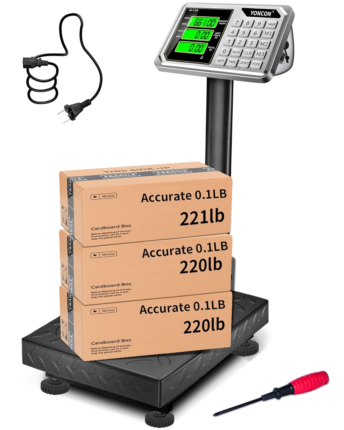 Báscula de plataforma industrial digital para paquetes, báscula de envío de peso de 661 libras, báscula comercial de súper precisión de 0.1 libras