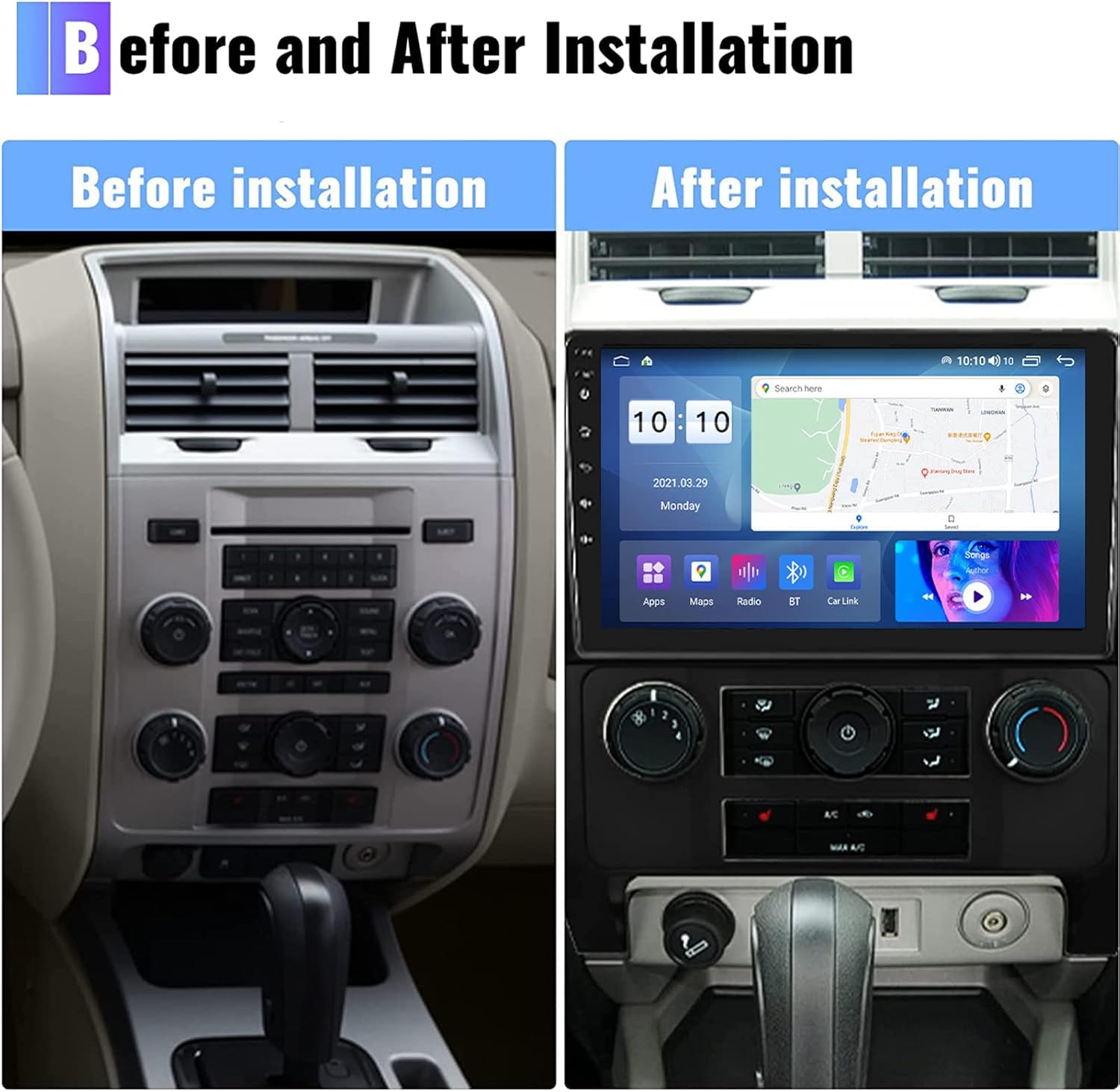 5G WiFi 8 Core 2+32G Radio de coche para F-ord Escape Kuga Ma-zda Tributo 2007-2012 9 pulgadas Android 13 pantalla táctil Bluetooth estéreo